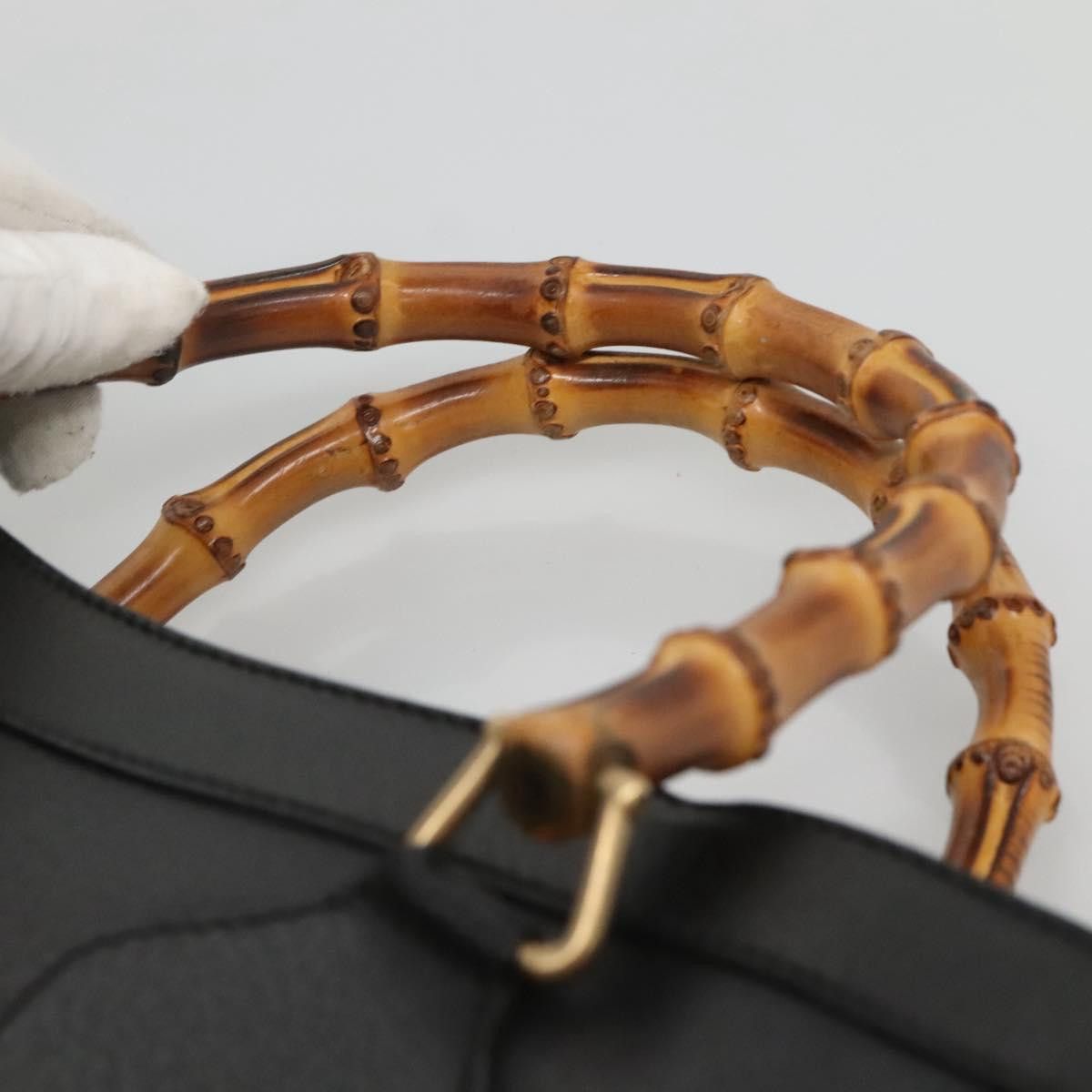 Gucci GUCCI Bamboo Hand Bag Leather Black Gold 002 1095 002 1095 Size ONE SIZE - 8 Thumbnail
