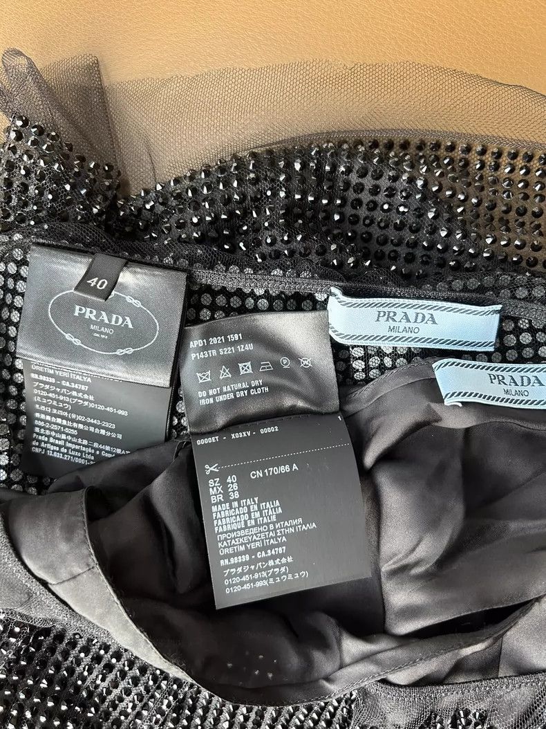 Prada Prada Black mesh full diamond half-length skirt 2501-Nextar Size 26" / US 2 / IT 38 - 4 Thumbnail