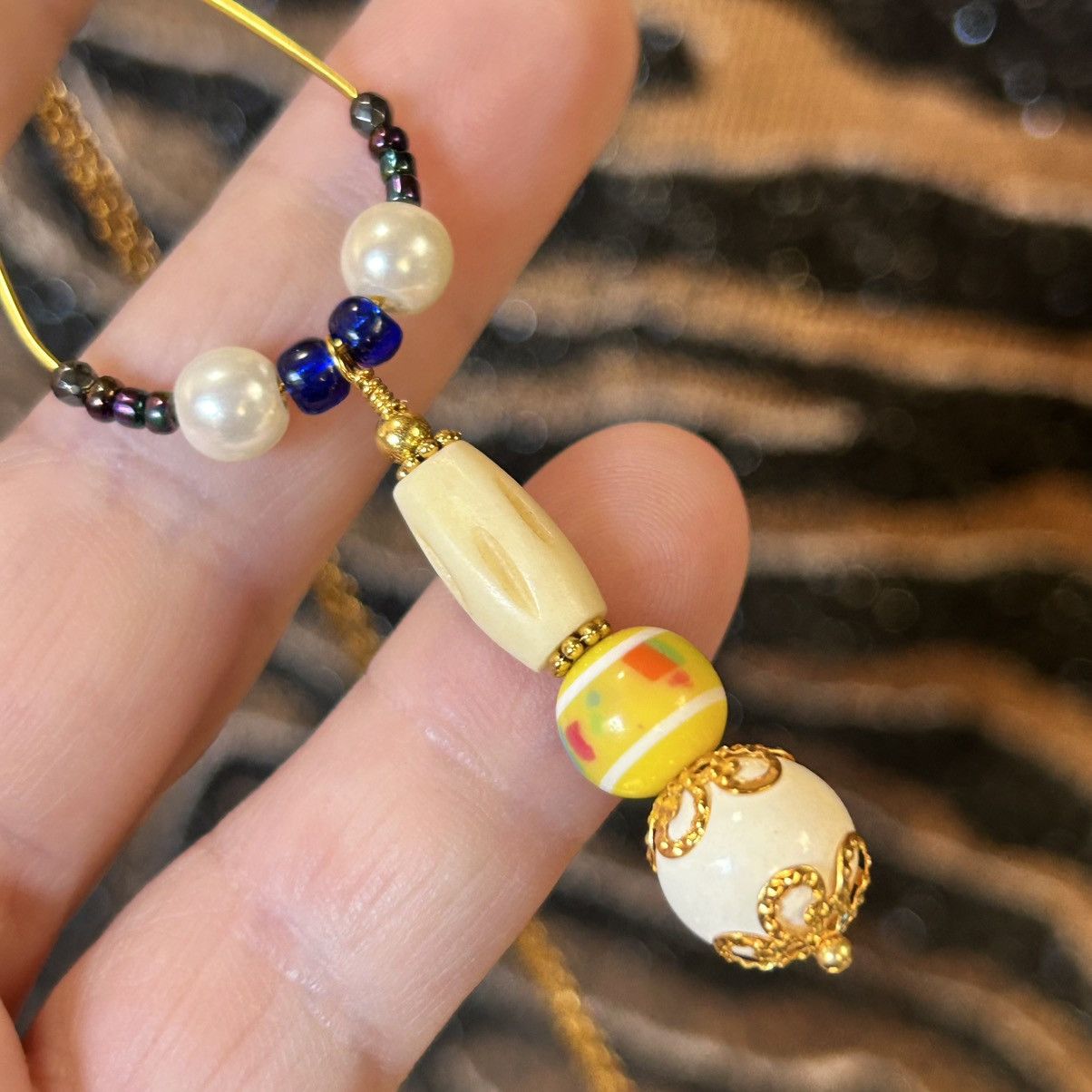 Handmade Handcrafted vintage bead changeable charm pendant necklace Size ONE SIZE - 6 Thumbnail