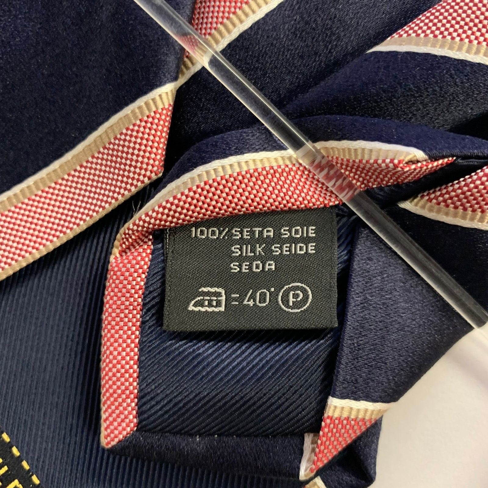 Ermenegildo Zegna ERMENEGILDO ZEGNA Navy Red Diagonal Stripe Silk Tie Size ONE SIZE - 3 Thumbnail