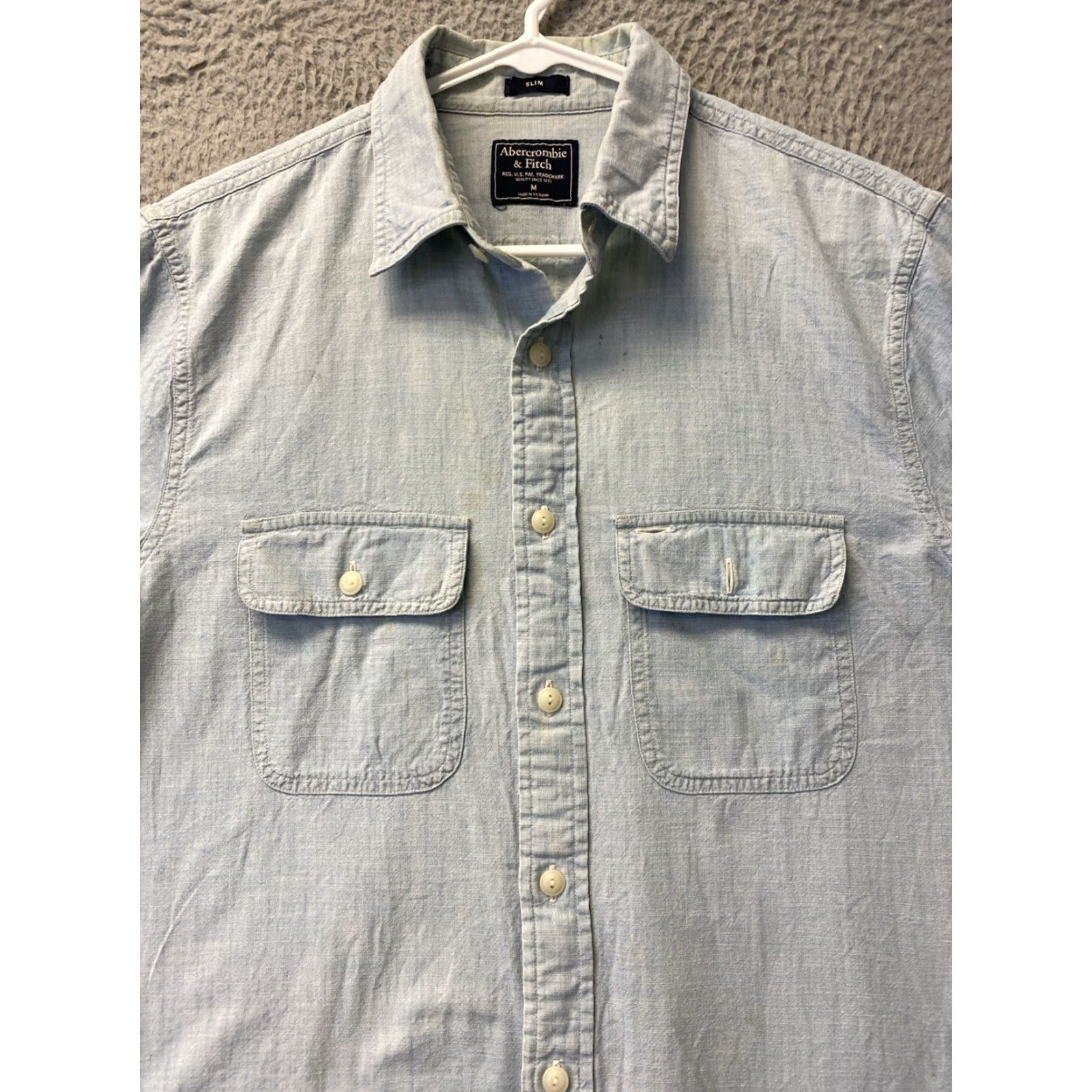 Abercrombie & Fitch VINTAGE Abercrombie & Fitch Denim Shirt Men Adult Medium Light Blue Casual Button-Up Long Sleeve Size US M / EU 48-50 / 2 - 3 Thumbnail