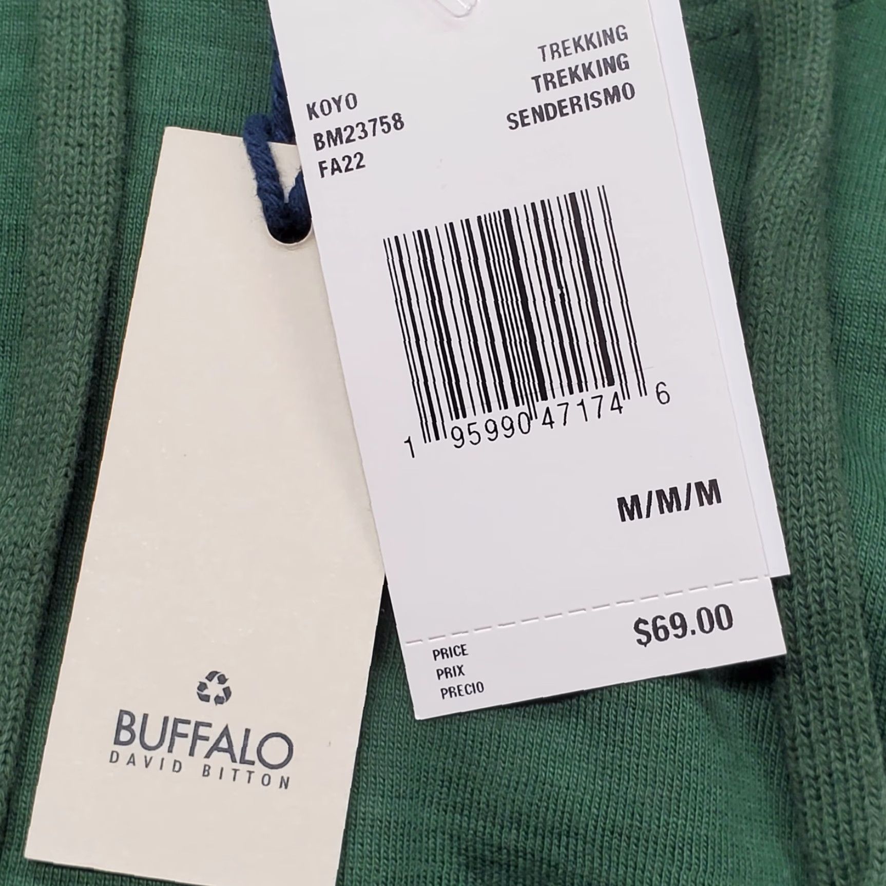 Buffalo David Bitton Buffalo David Bitton Hoodie Koyo Green Trekking Men's M Green Solid Knit Logo Full Zip Hooded Long Sleeve All Seasons Regular Mens Size US M / EU 48-50 / 2 - 2 Thumbnail