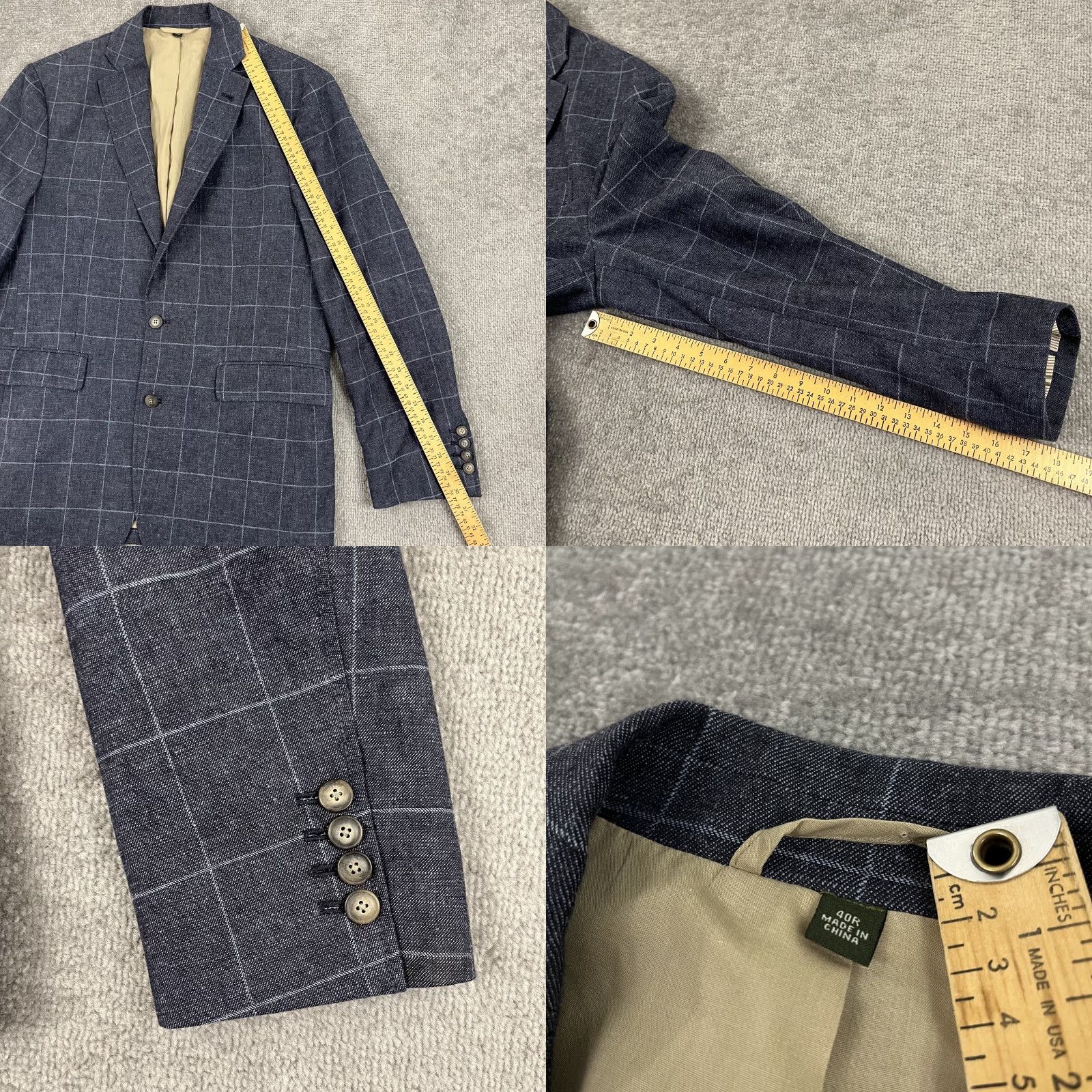 Orvis Orvis Blazer Mens 40R Blue Windowpane Plaid Linen Blend Sports Jacket Coat Size 40R - 8 Thumbnail