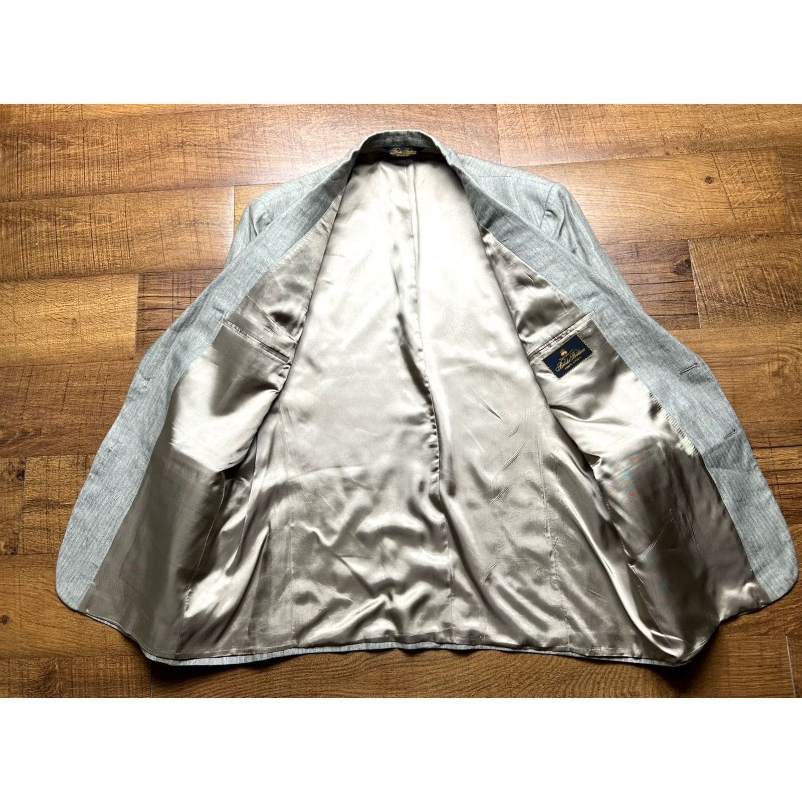 Brooks Brothers Vintage Brooks Brothers Sport Coat Mens 46R Herringbone Blazer - Size 46 Gray Linen Size 46R - 6 Thumbnail