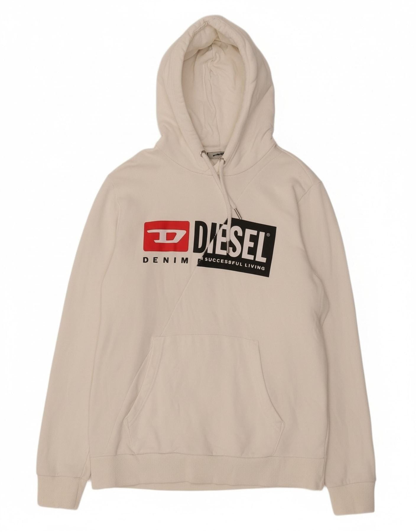 Diesel Mens Graphic Hoodie Jumper Medium White Cotton Size US M / EU 48-50 / 2 - 1 Thumbnail