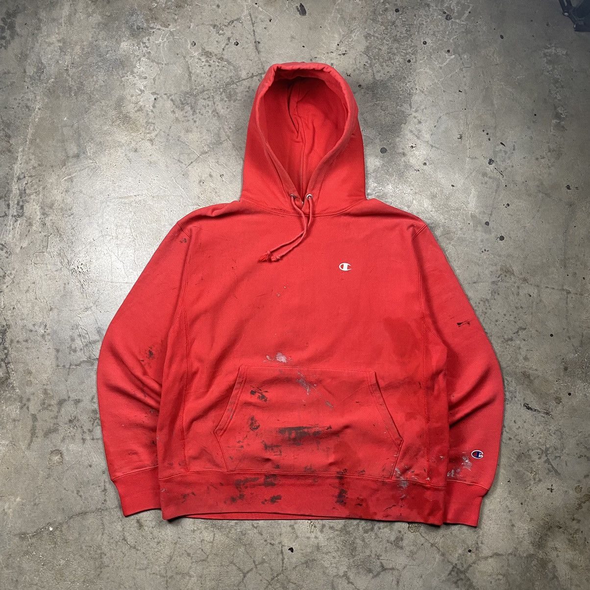 Champion × Vintage y2k Distressed Painted Reverse Weave Pullover Size US L / EU 52-54 / 3 - 1 Thumbnail