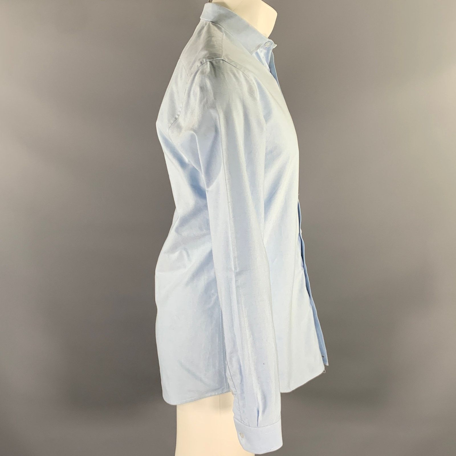 Custommade CUSTOM MADE M Light Blue Oxford Cotton Button Up LS Shirt Size US M / EU 48-50 / 2 - 3 Thumbnail
