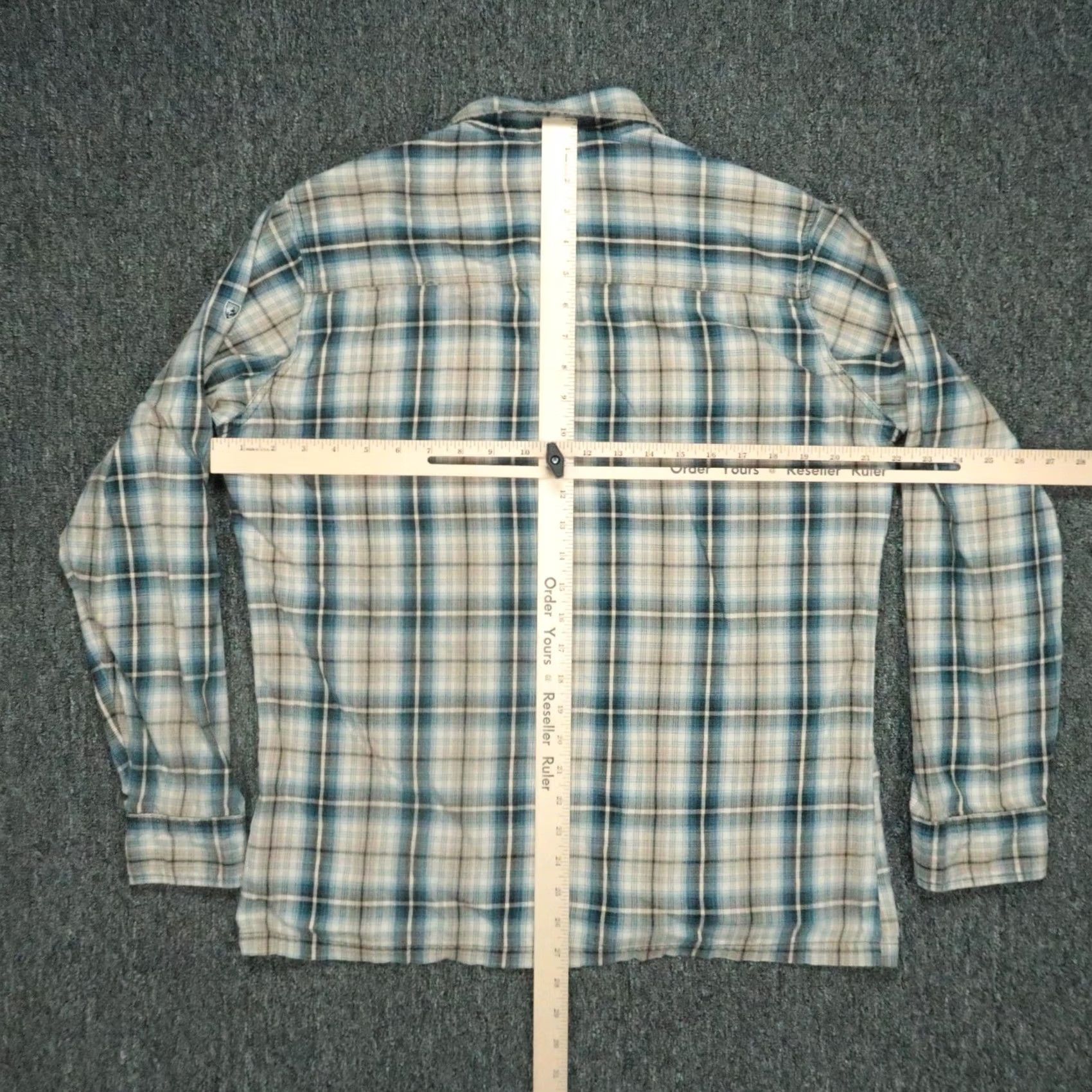 Vintage Kuhl Shirt Mens Medium Tan Blue Plaid Lightweight Flannel Long Sleeve Button-Up Casual Workwear/Travel Size US M / EU 48-50 / 2 - 5 Thumbnail