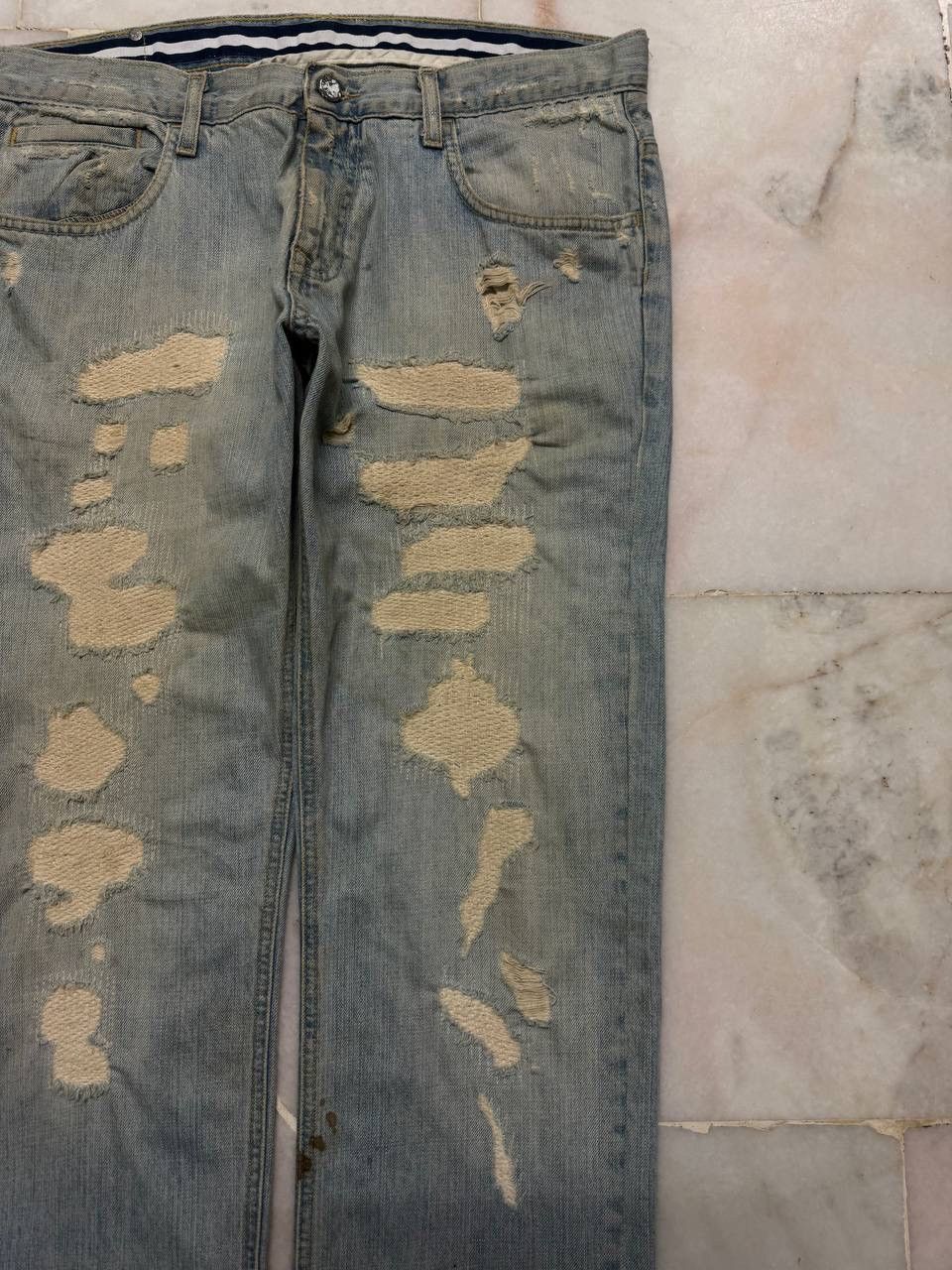 Vintage 💥Sashiko Boro Kapital Style Thrashed Rusty Jeans By Zara 90s Size US 34 / EU 50 - 4 Thumbnail