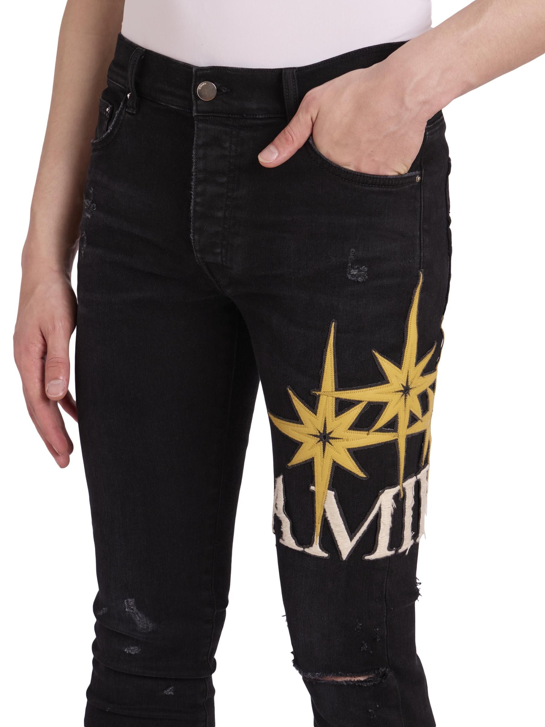 Amiri os11x0625 Starburst Applique Skinny Jeans in Vintage Black Size US 36 / EU 52 - 5 Thumbnail