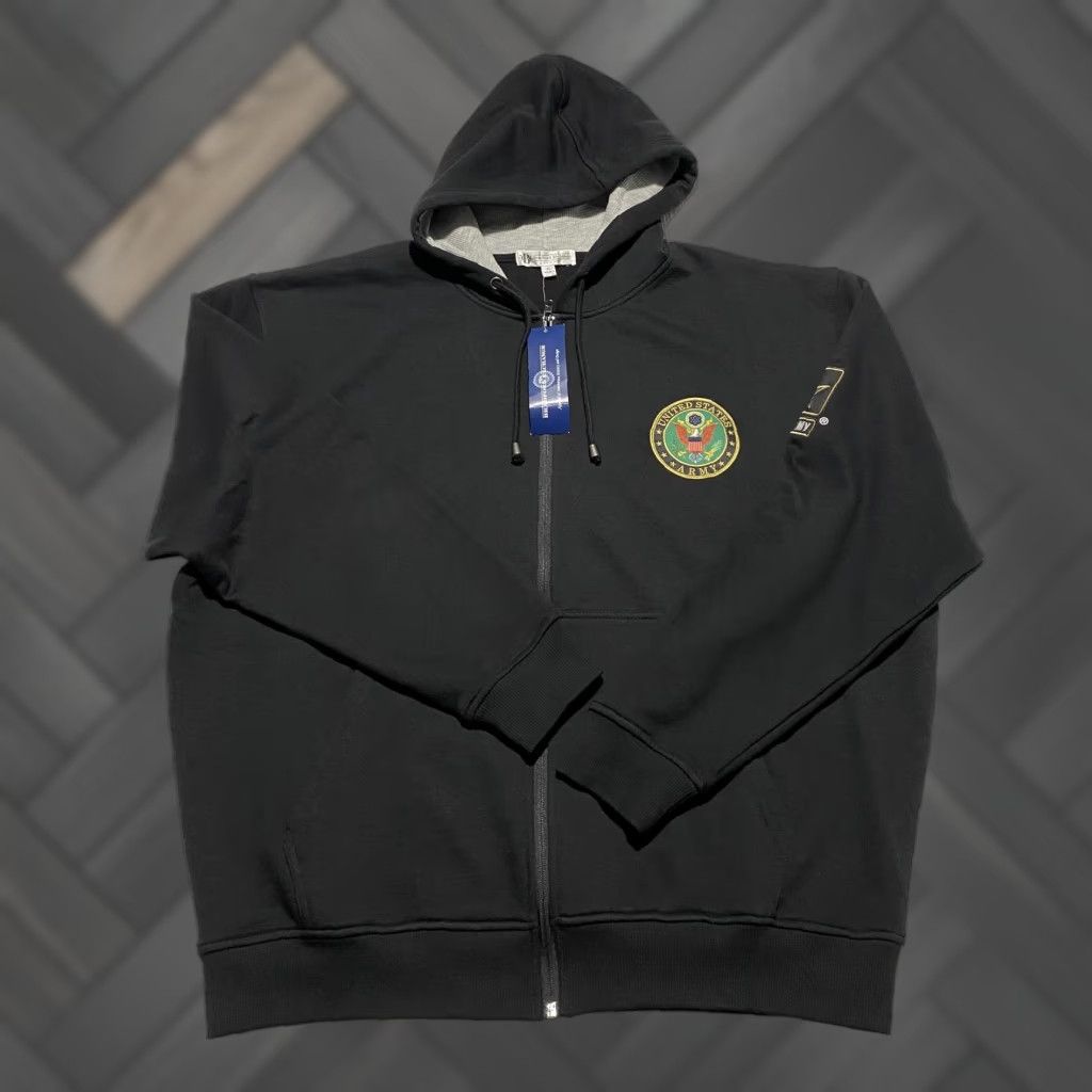 Vintage Bradford Exchange Hoodie Mens XL Black Full Zip US Army This We'll Defend Eagle Size US XL / EU 56 / 4 - 1 Thumbnail