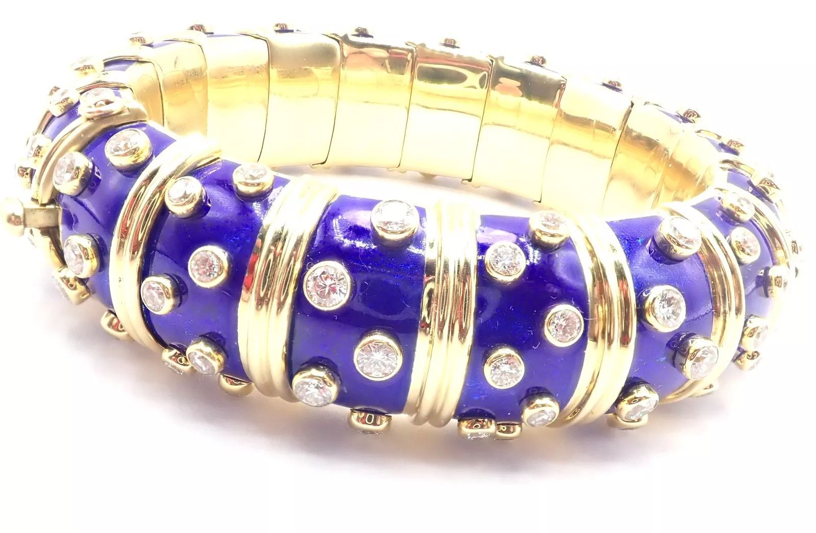 Tiffany & Co. Schlumberger Dots 18k gold Diamond Enamel Bangle Bracelet Size ONE SIZE - 3 Thumbnail