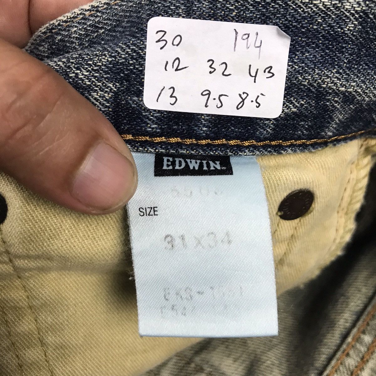 Japanese Brand BAGGY EDWIN SELVAGE DISTRESSED DENIM PANTS Size US 30 / EU 46 - 19 Thumbnail