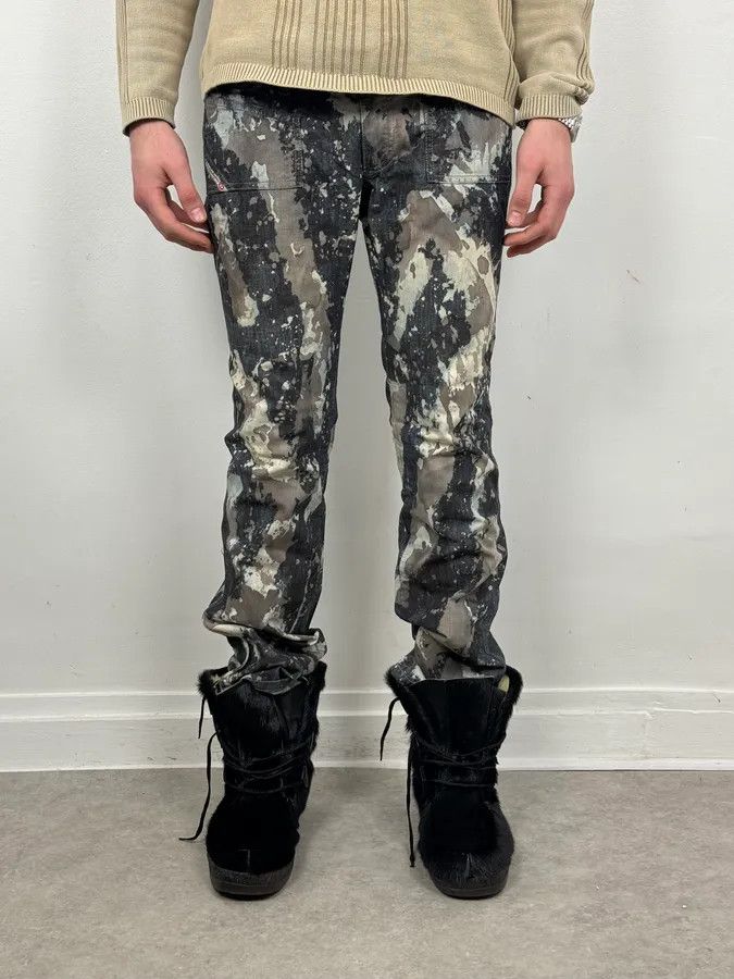 Diesel 2000s Diesel Grey Painted Splash Abstract Pants Size US 30 / EU 46 - 1 Thumbnail