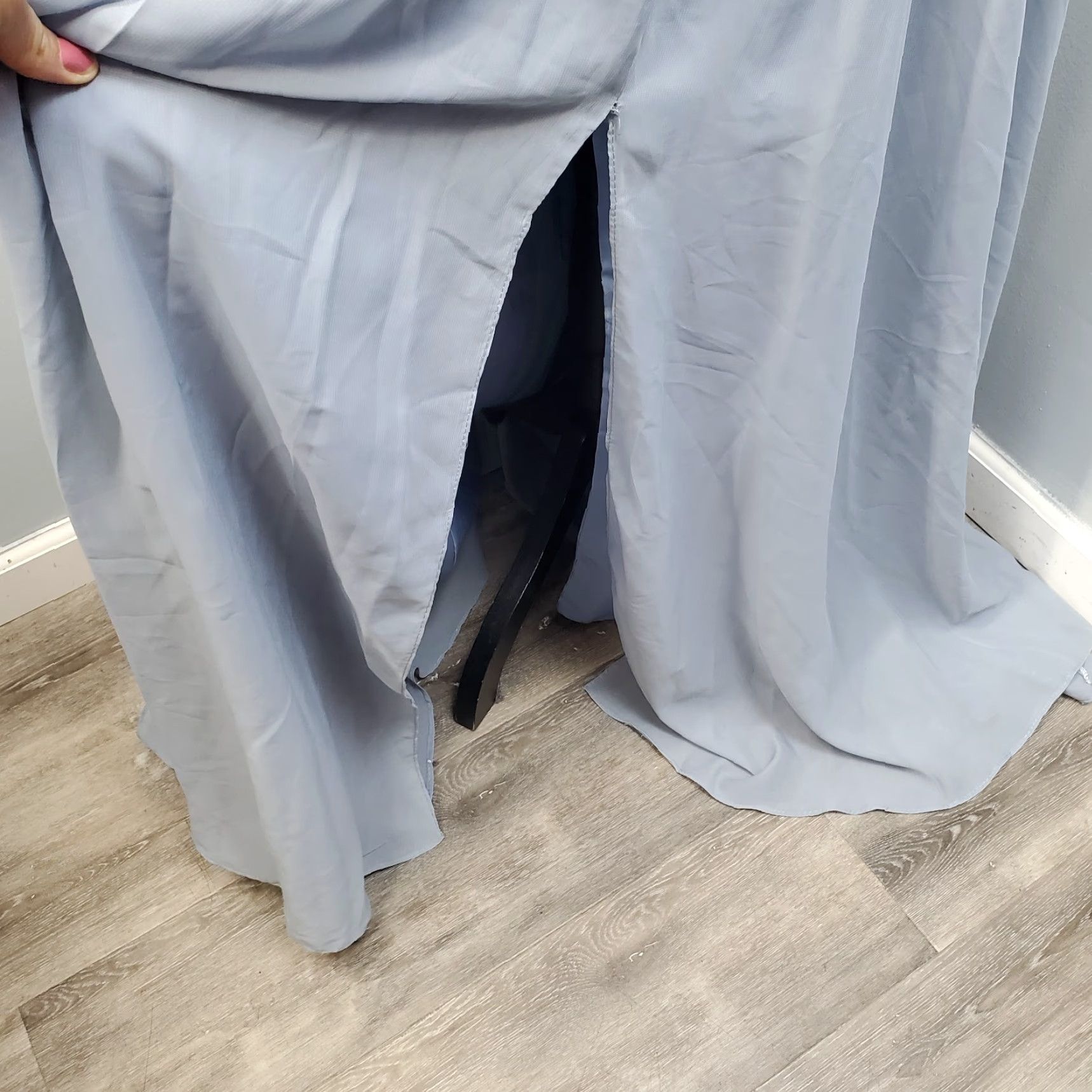 Vintage Womens Maxi Dress Size 6 Blue V-Neck Flutter Sleeve Pleated Wrap Wedding Party Size M / US 6-8 / IT 42-44 - 5 Thumbnail