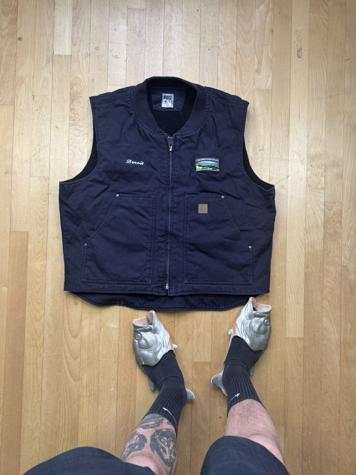 Japanese Brand × Vintage Vintage Dark Blue Big Bill Workwear or Streetwear Vest 90s Size US L / EU 52-54 / 3 - 1 Thumbnail