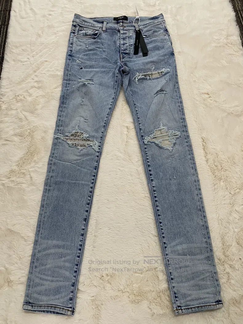 Amiri Amiri Size 32 Washed blue and white cashew nut patchwork MX Size US 32 / EU 48 - 1 Thumbnail