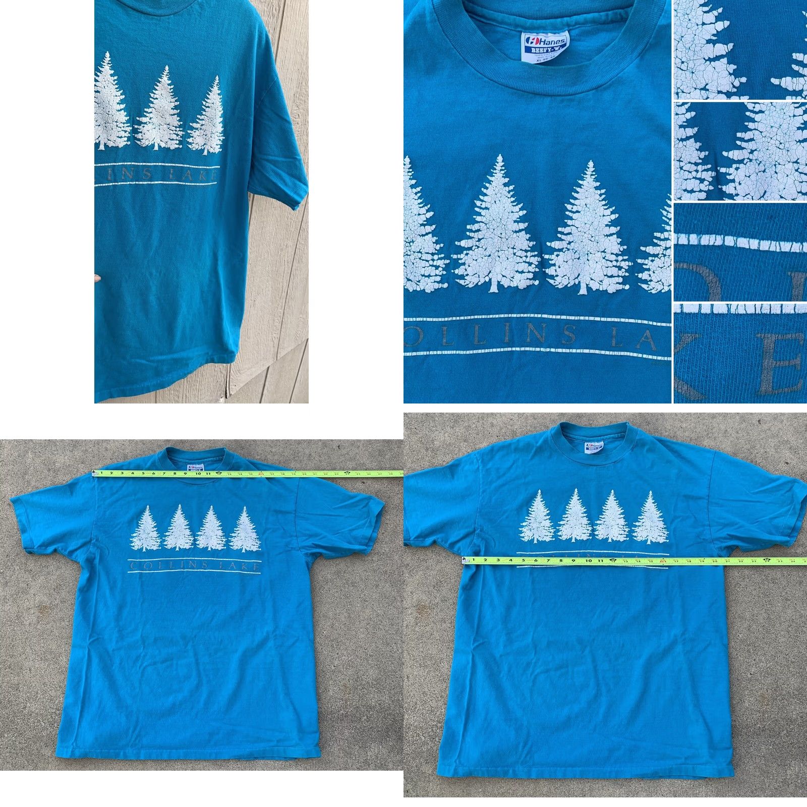 Hanes VINTAGE Hanes Beefy-T Collins Lake T Shirt 1987 100% Cotton XL Blue Graphic Tee Mens Size US XL / EU 56 / 4 - 8 Thumbnail