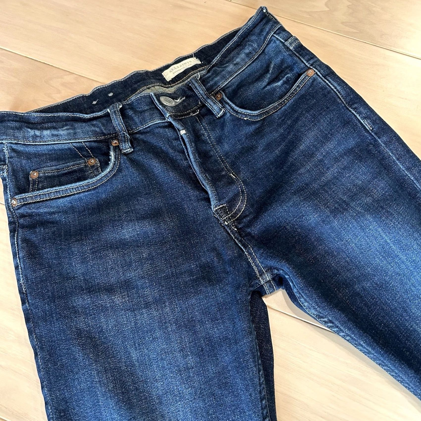 Allsaints AllSaints Isotope Cigarette Skinny Denim Jeans Men 28 Blue Slim 5-Pocket Button Inseam 30 Dark Wash Streetwear Urban Fashion Size US 28 / EU 44 - 3 Thumbnail