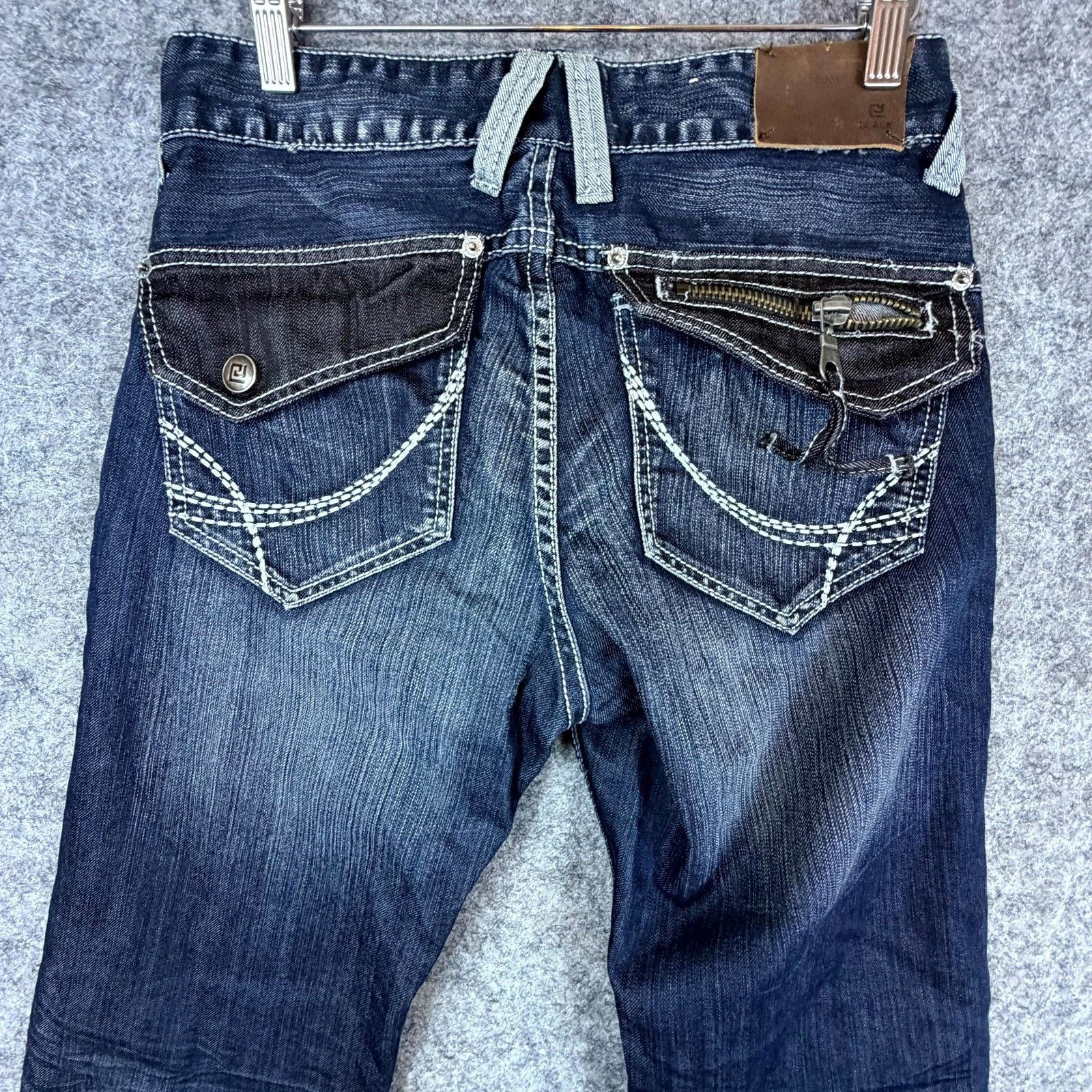 Carbon Carbon Black Jeans 28 Blue Straight Flap Pocket Y2K Grunge Size 28" / US 6 / IT 42 - 3 Thumbnail