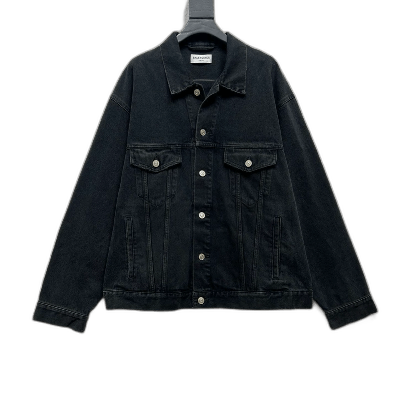 Balenciaga Balenciaga Black Denim Jacket with Logo Size US S / EU 44-46 / 1 - 1 Thumbnail