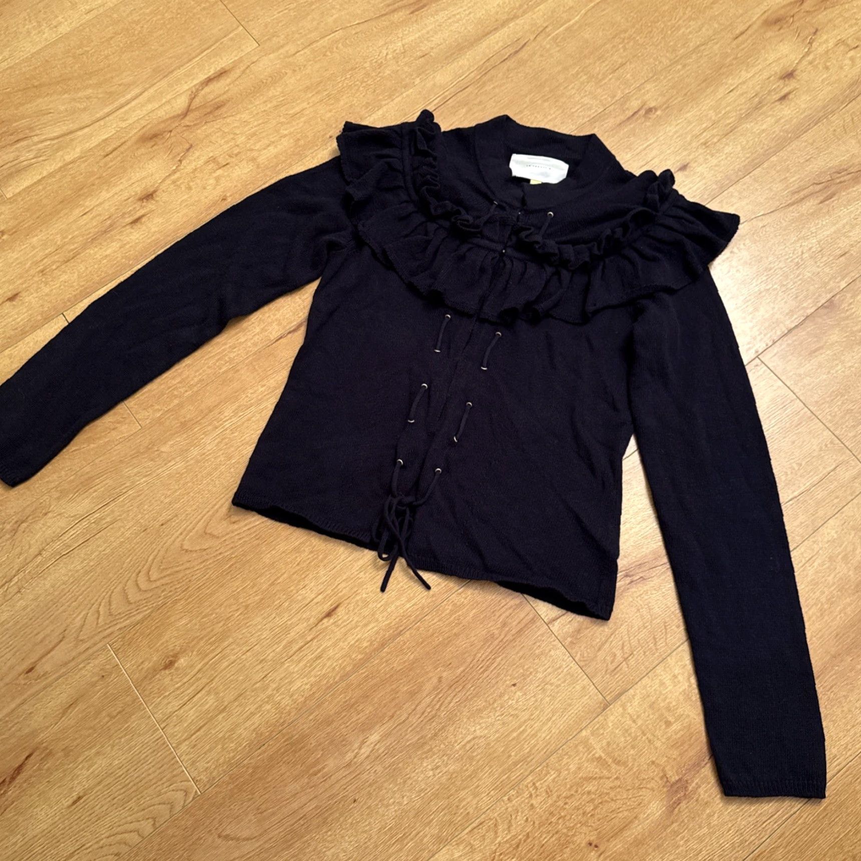 Anthropologie **Leofdottir Blue L Size Long Sleeve Ruffle Cardigan Sweater** User: Leofdottir Blue L Size Long Sleeve Ruffle Cardigan Sweater Size L / US 10 / IT 46 - 2 Thumbnail