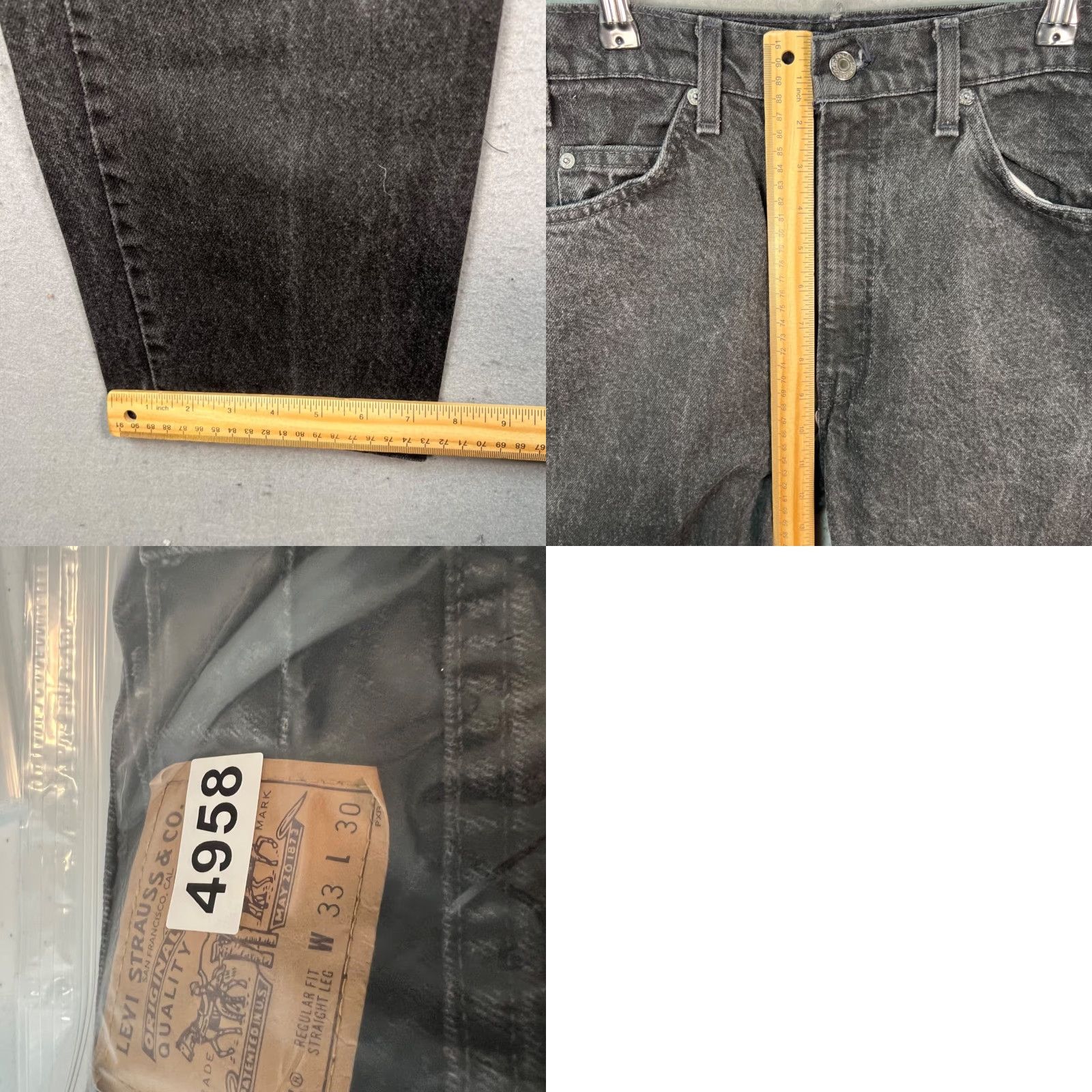 Levi's Levis 505 Jeans Mens Regular Fit Black Denim Straight Zip 33x27 5-Pocket Levi's 500 Series Vintage: No Womens/Mens? Size US 33 - 8 Thumbnail