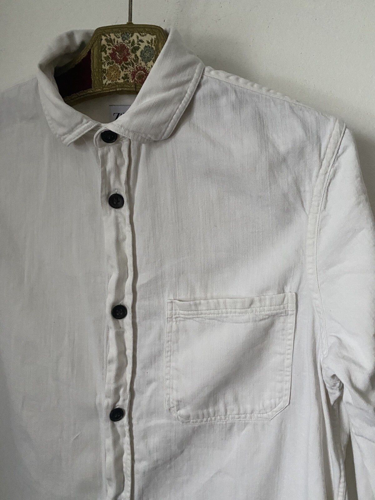 Other Zara Mens Denim Shirt Ivory Size M Sk83 Size US M / EU 48-50 / 2 - 2 Thumbnail
