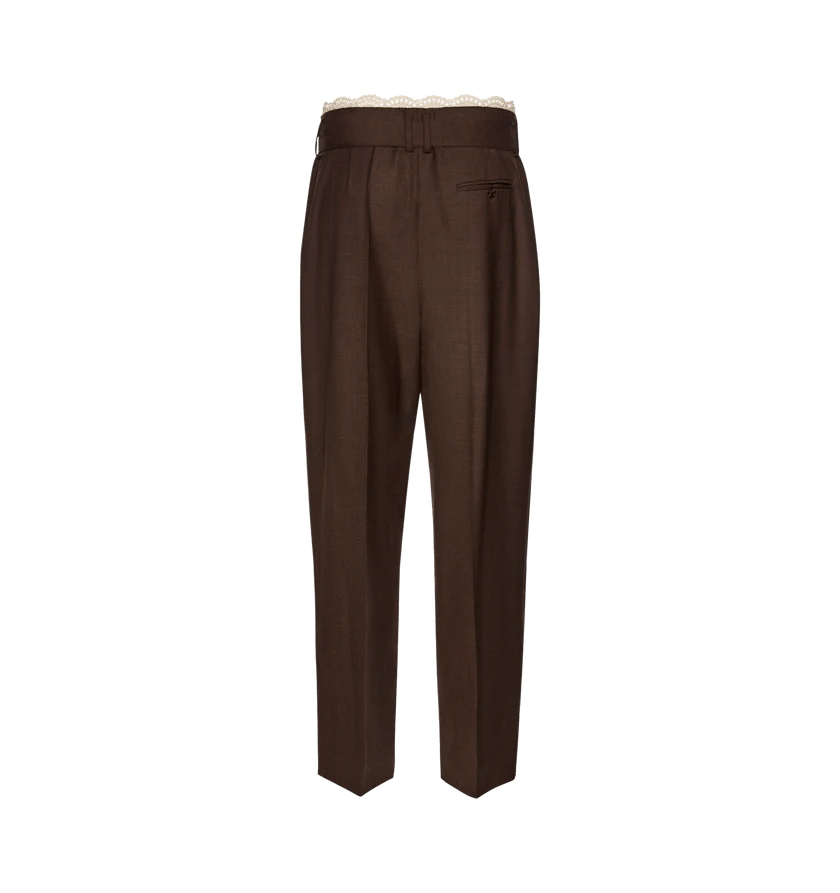 Magda Butrym o1h1sh11225 Lace Detail Trousers in Brown Size 27" / US 4 / IT 40 - 2 Thumbnail