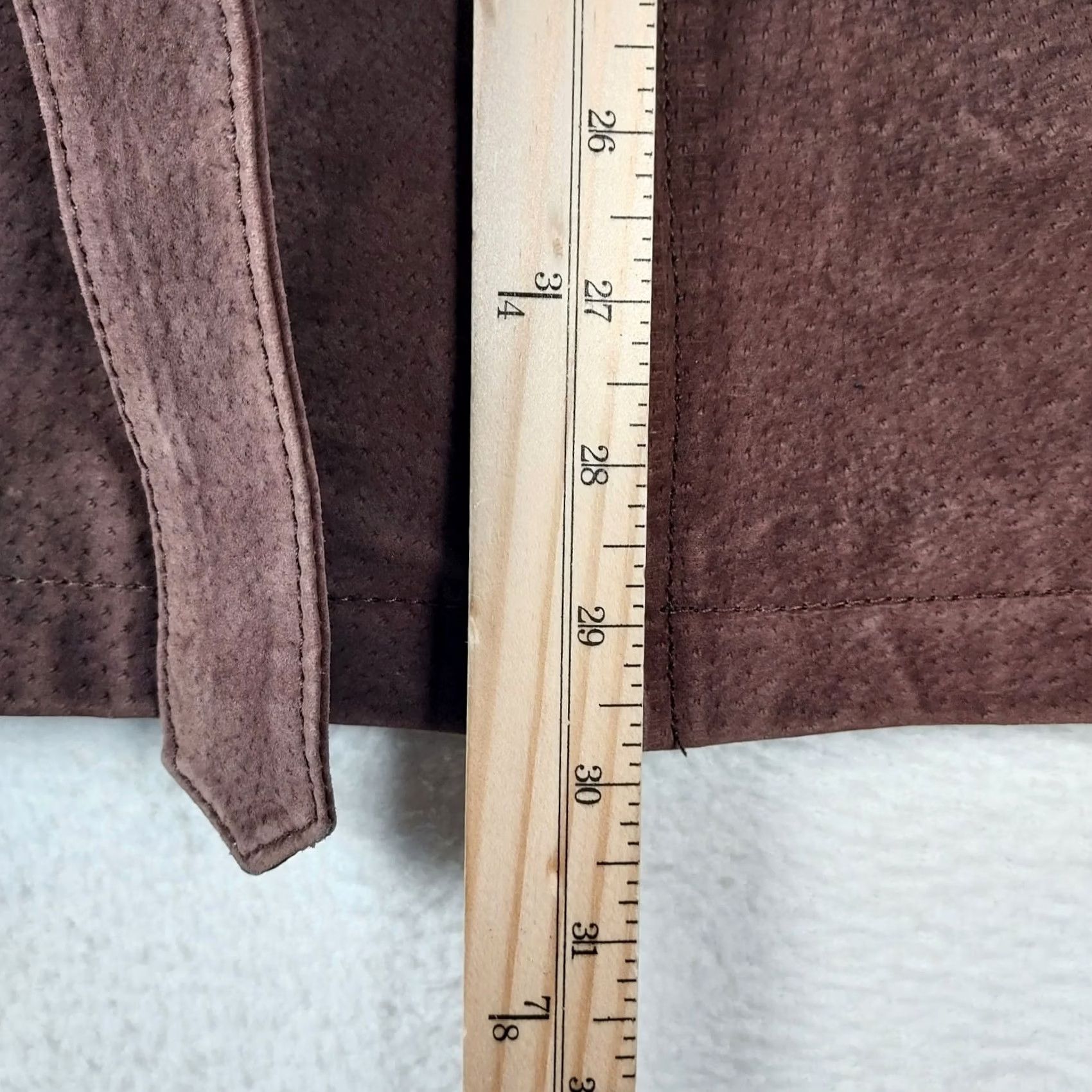 Vintage Outer Edge Women Leather Zip Jacket Brown L Regular Long Sleeve Mid-Length Casual Fall Winter Spring Coat Shirt? Size L / US 10 / IT 46 - 5 Thumbnail