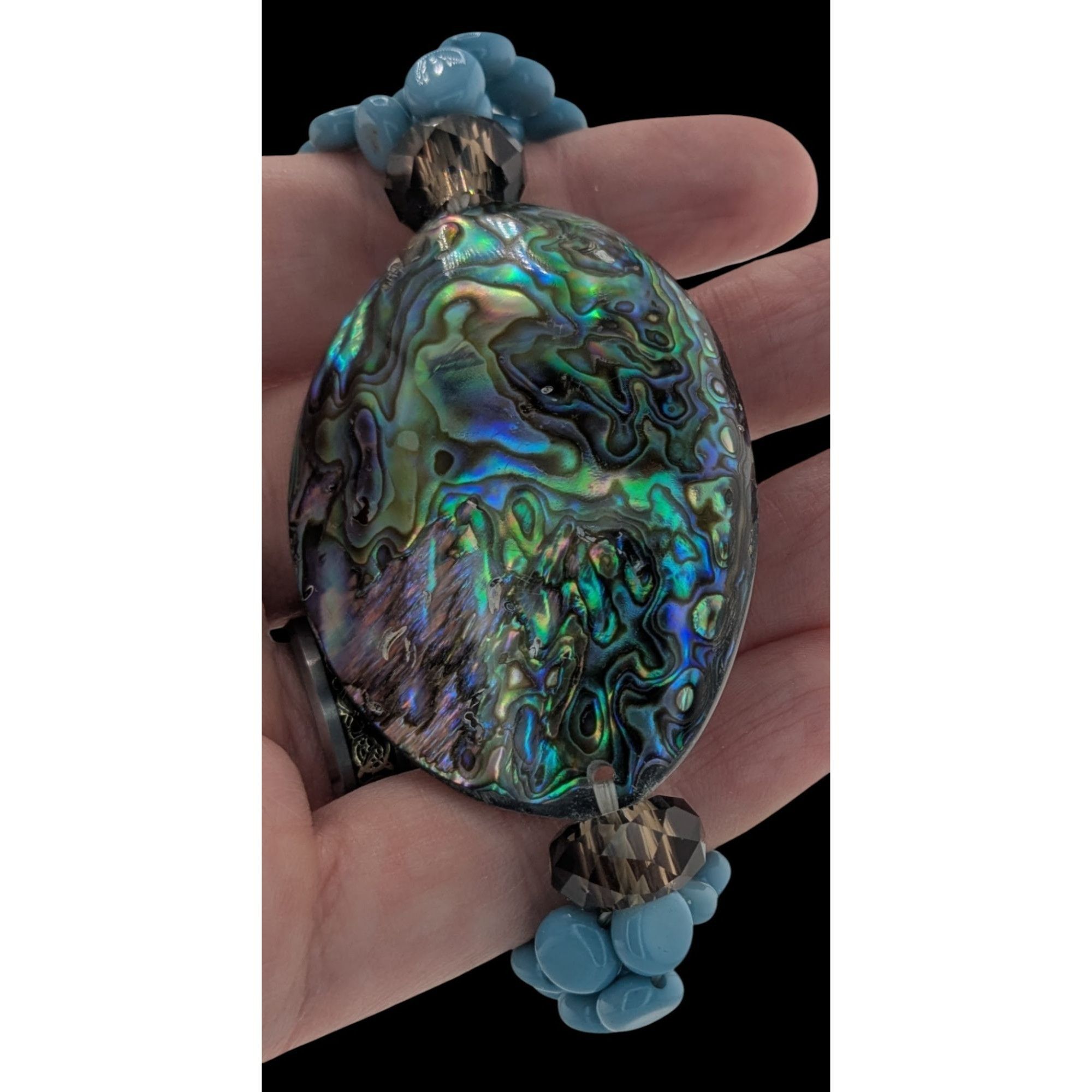 Other Mermaidcore Vintage Abalone Shell Bracelet With Aqua Beads S Size ONE SIZE - 1 Thumbnail