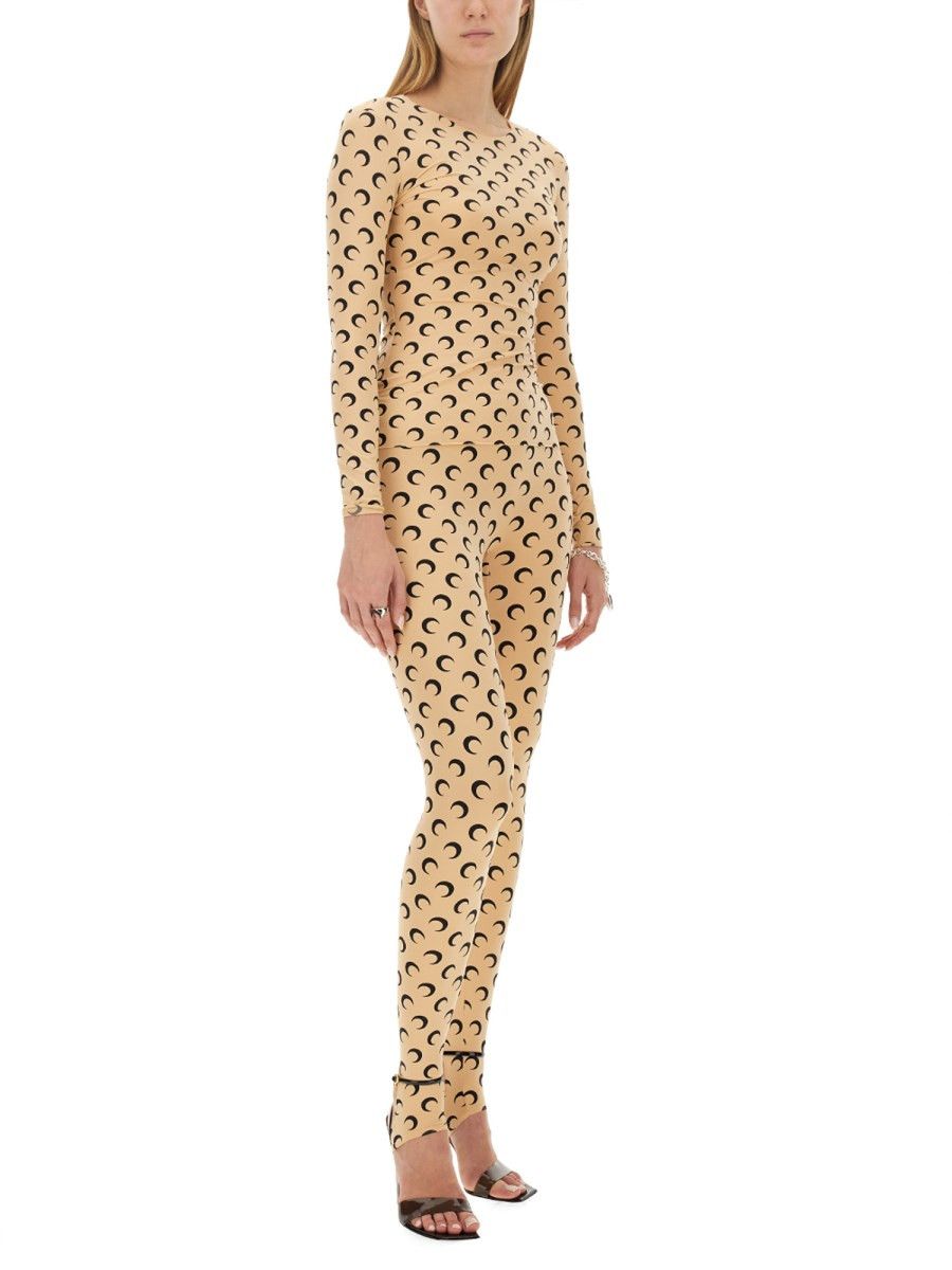 Marine Serre Tan Borderline Moon Print Second Skin Top Size L / US 10 / IT 46 - 4 Thumbnail