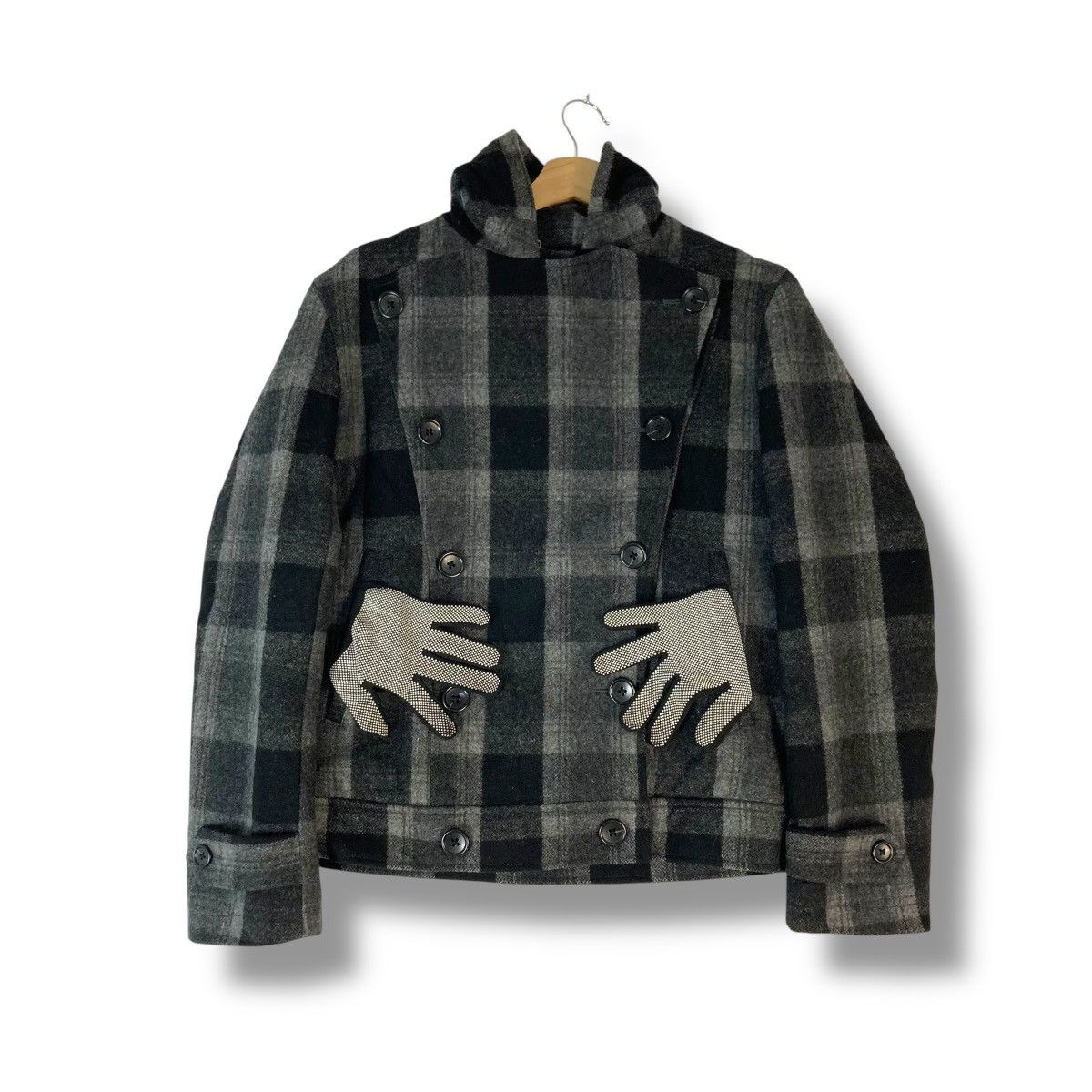 Issey Miyake 🇯🇵 VINTAGE SHIPS JET BLUE PLAID WOOL HOODED JACKET Size US S / EU 44-46 / 1 - 2 Thumbnail