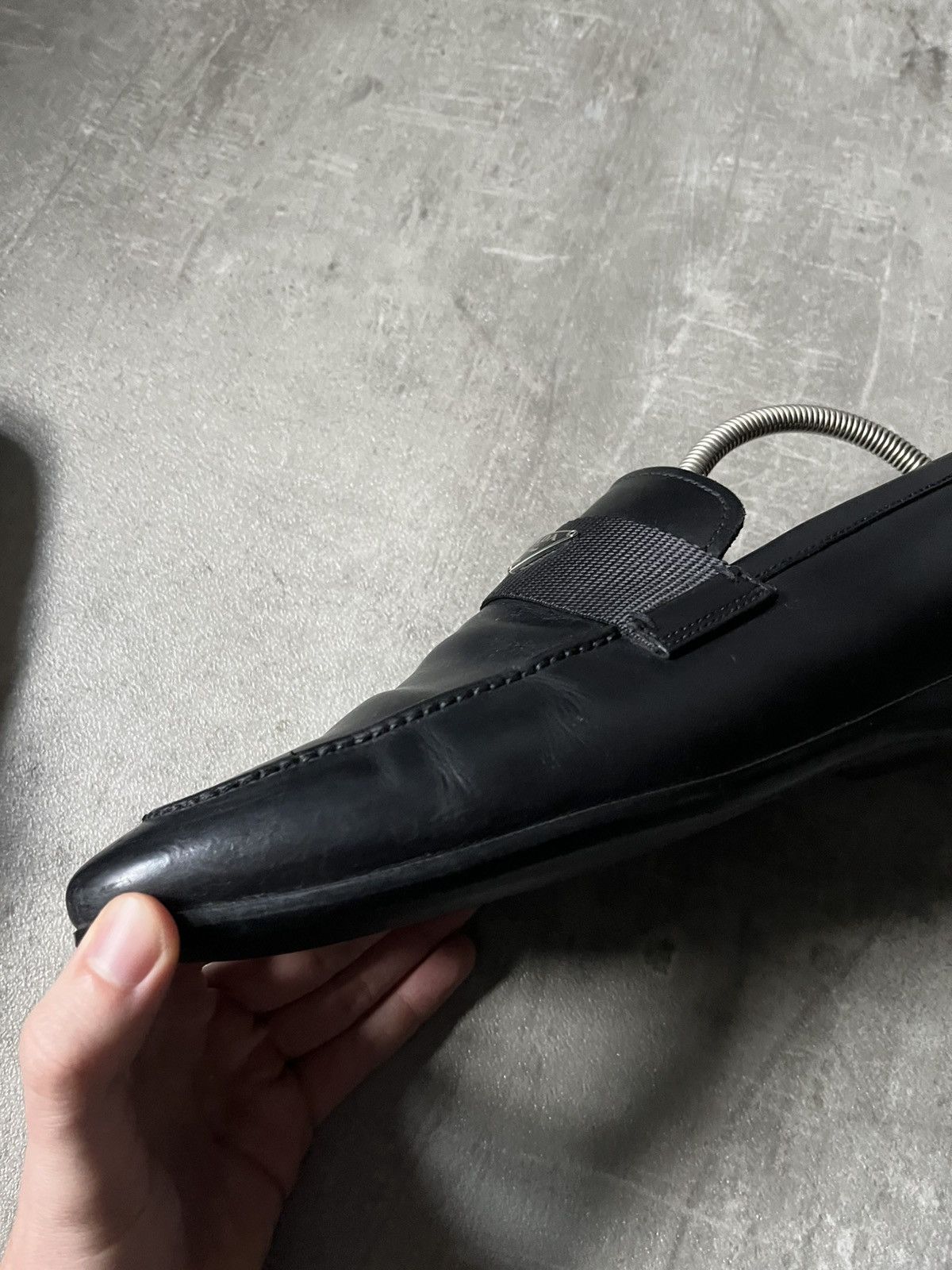 Prada Prada black logo leather loafers rare Size US 10.5 / EU 43-44 - 12 Thumbnail