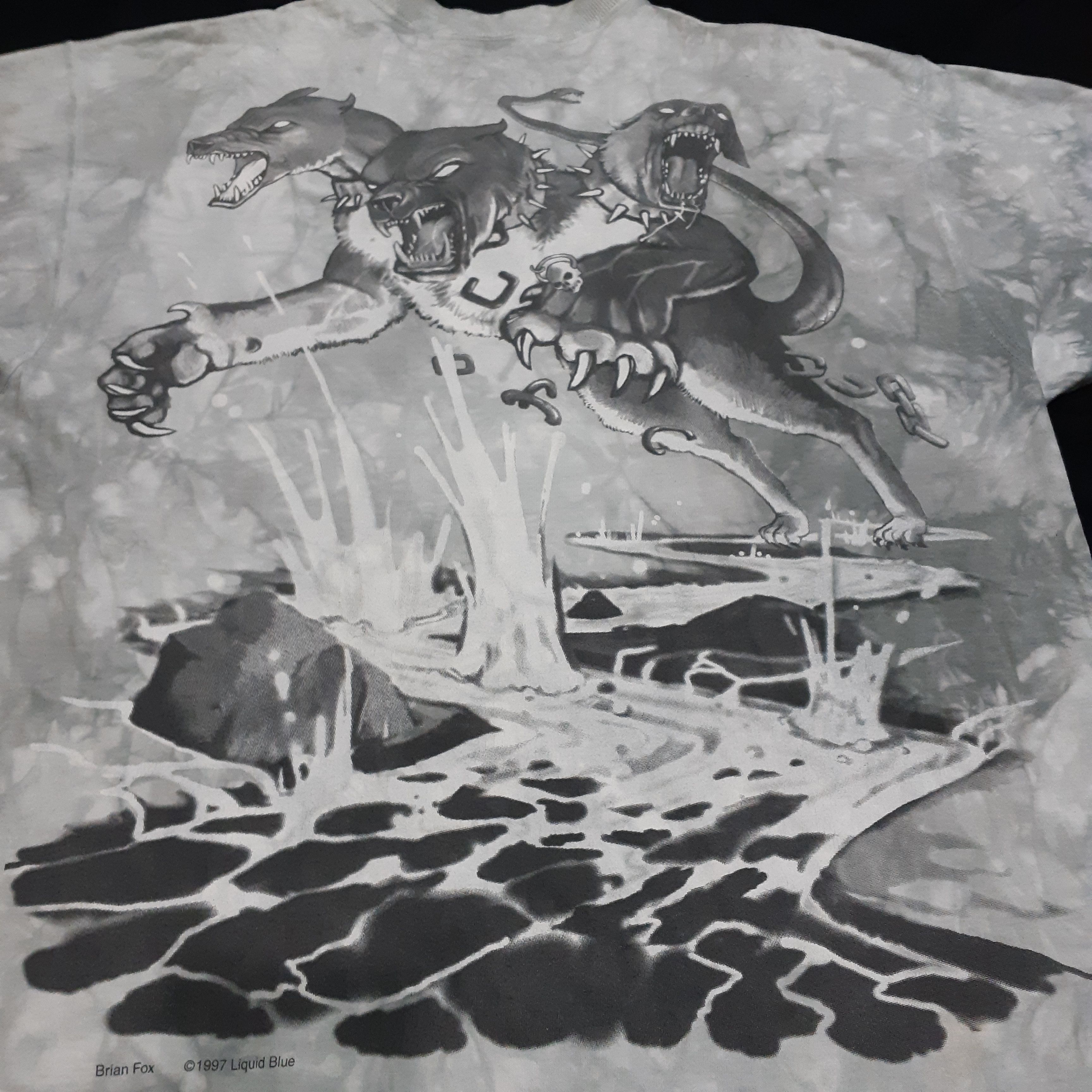 Liquid Blue × Vintage Vintage Rare Liquid Blue T Shirt Cerberus 1997 XL Original Size US XL / EU 56 / 4 - 9 Thumbnail