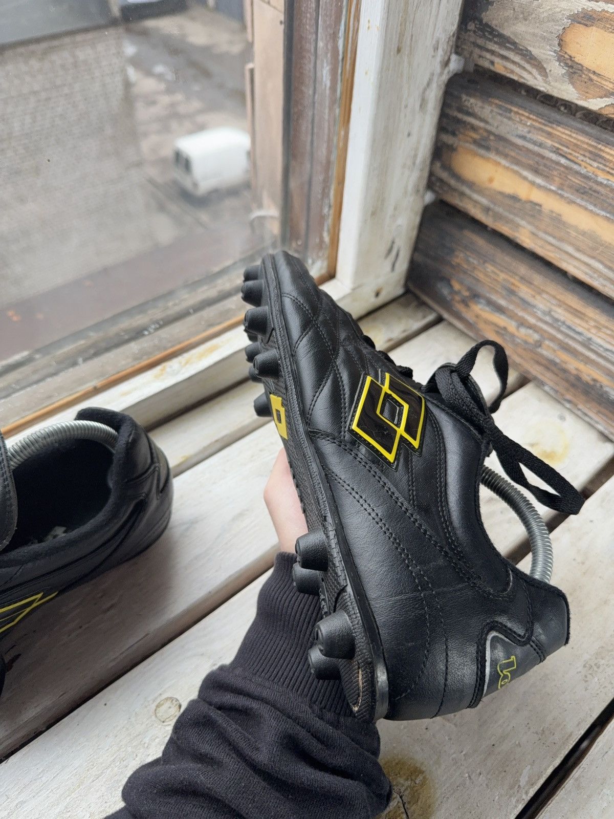 Lotto Sport Vntg Lotto Stadio 4000 FG Soccer Cleats Black Yellow Italy Size US 11 / EU 44 - 15 Thumbnail