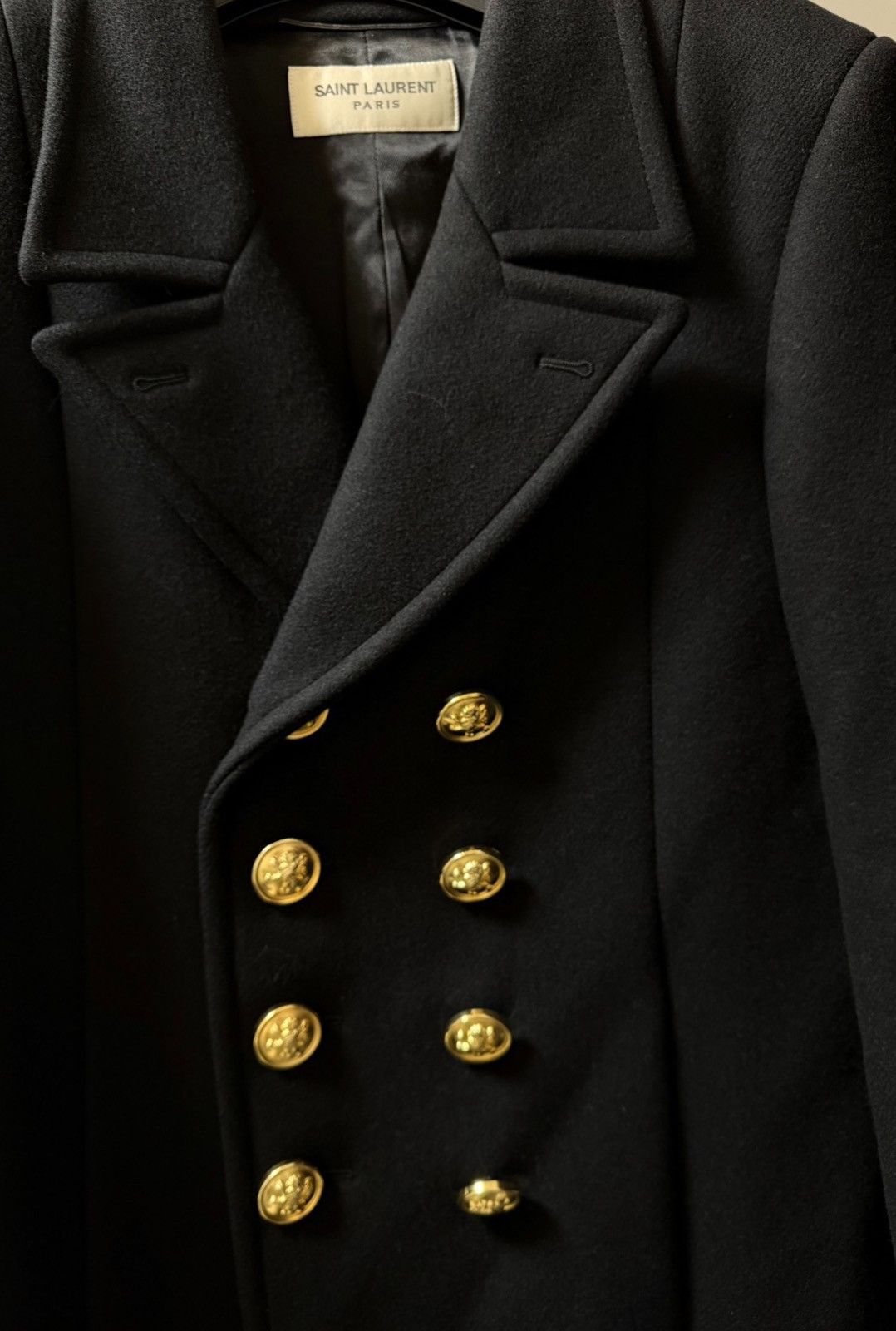 Saint Laurent Paris Saint Laurent 16FW Court Lion Gold Button Overcoat Size US L / EU 52-54 / 3 - 3 Thumbnail