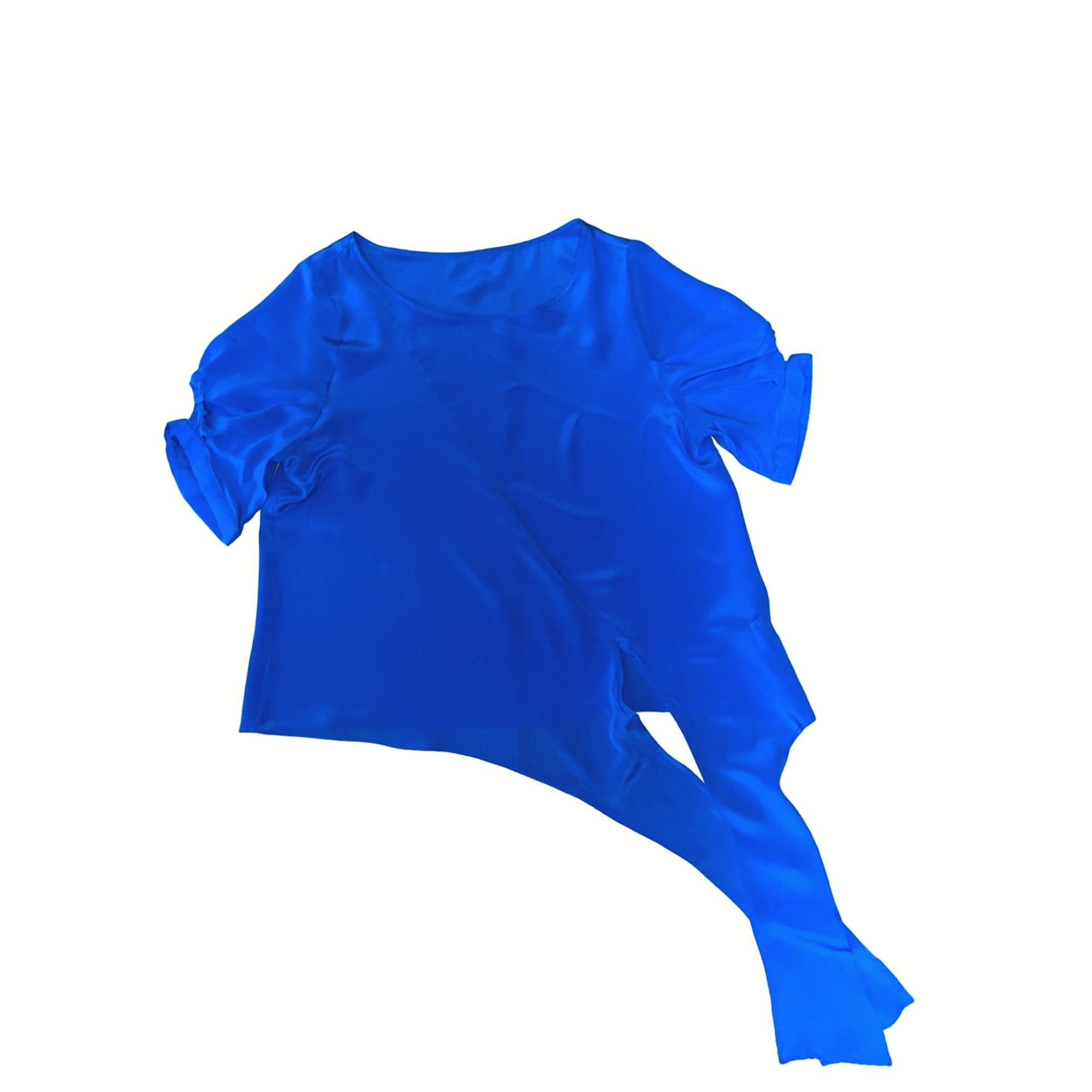 Other CCC Silk Tie Knot Blouse Cobalt Royal Blue Crew Neck Size Ex Size S / US 4 / IT 40 - 8 Thumbnail