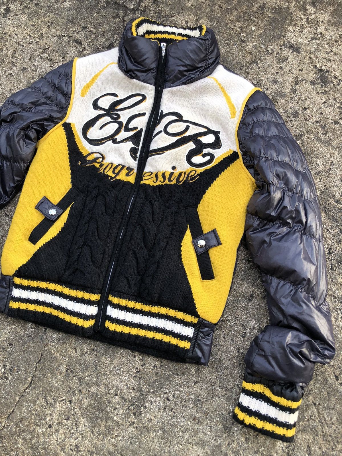 Japanese Brand Exr Progressive Zipper Up Knit Puffer Streetwear Winter MOTO Size US M / EU 48-50 / 2 - 2 Thumbnail