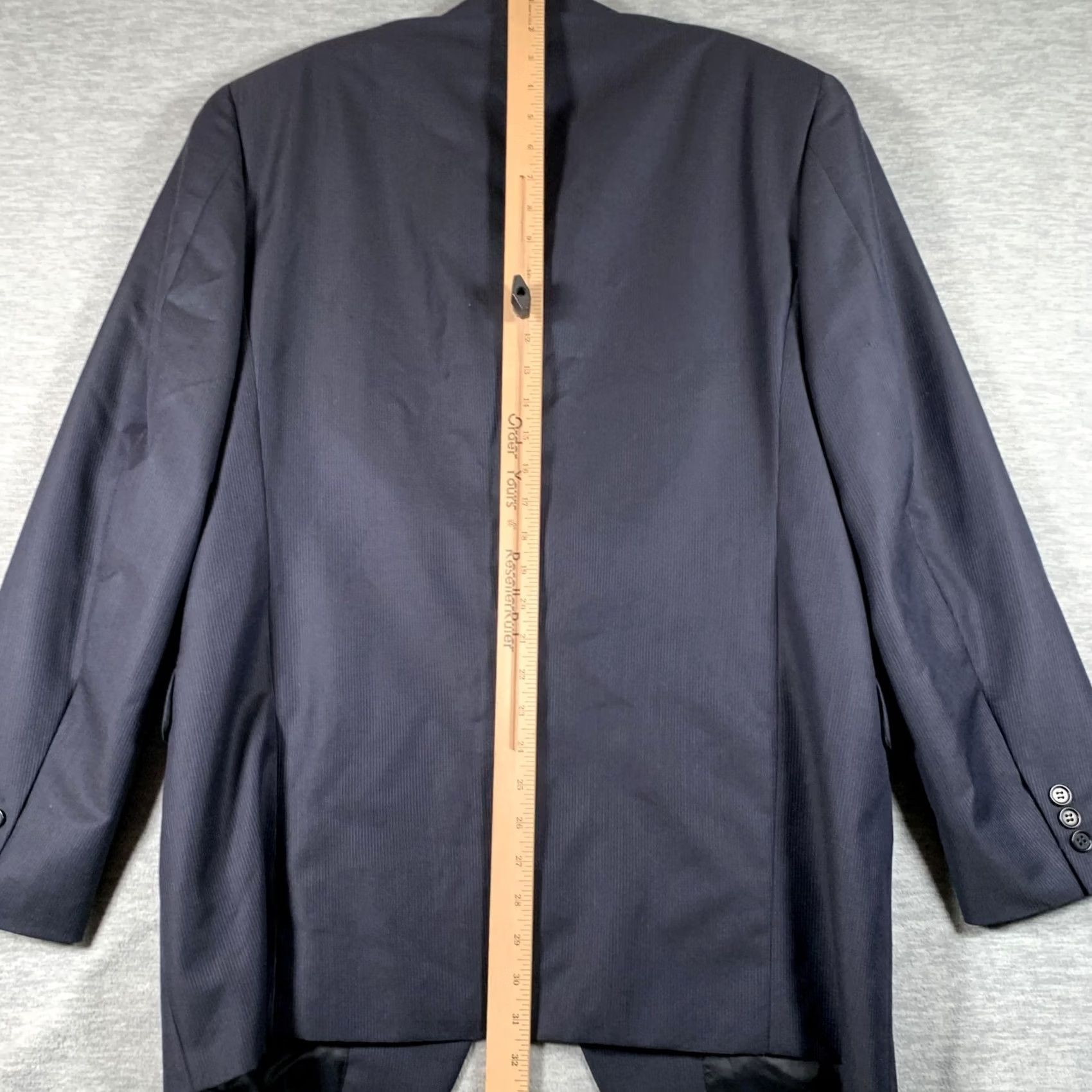 Canali VINTAGE Canali Suit Jacket Mens 50 Blue Wool Silk 3 Button Blazer Striped Made In Italy Size 50R - 7 Thumbnail