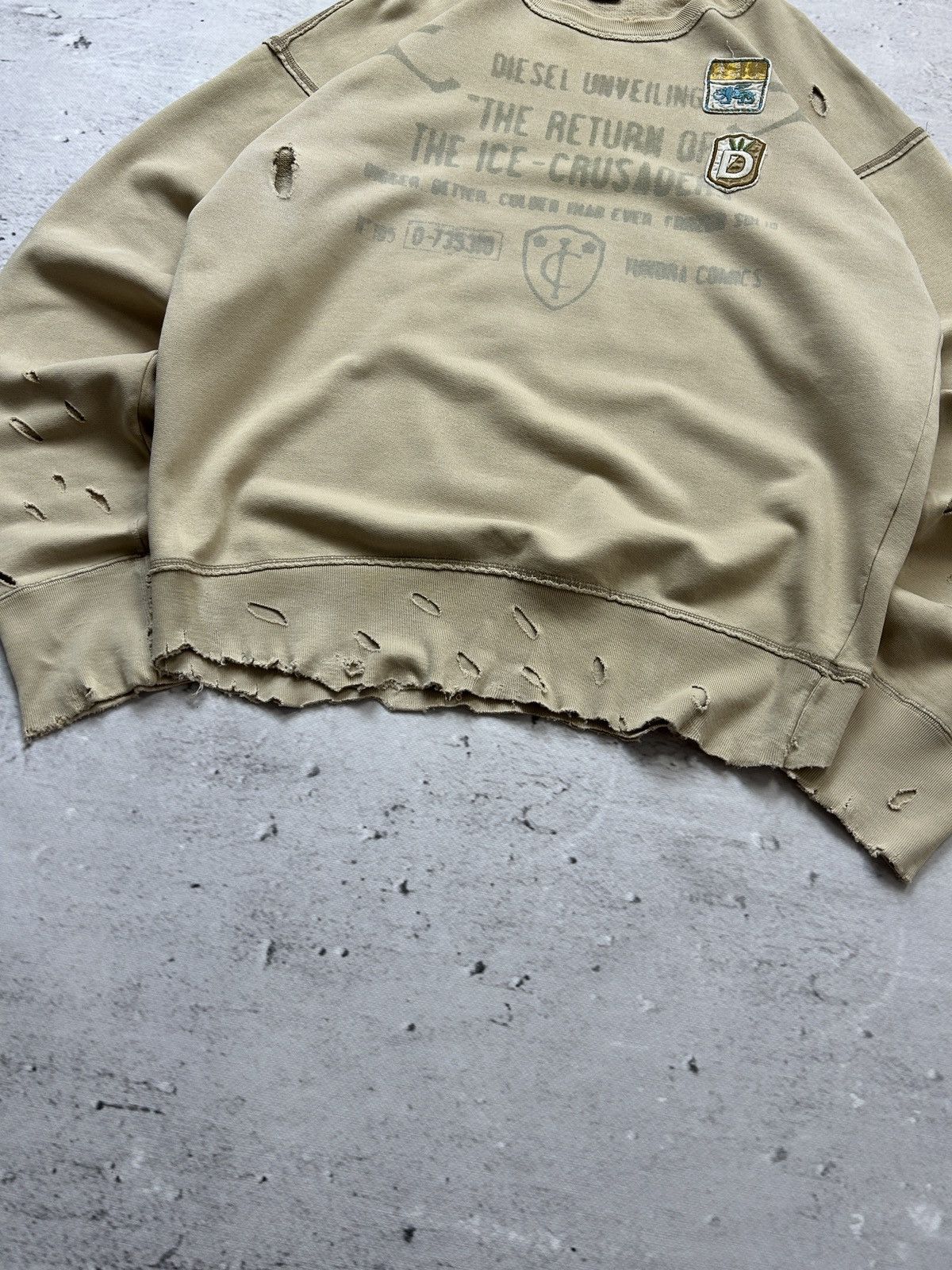 Diesel × Vintage 💥Vintage Diesel Ripped Distressed Oversized Baggy Sweatshirt Size US L / EU 52-54 / 3 - 6 Thumbnail