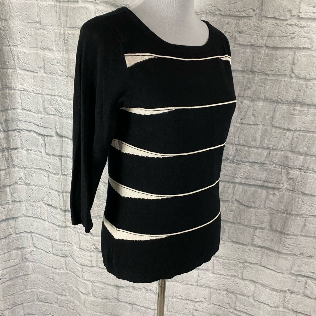 Other Venini women M scoopneck stripe sweater 3/4 sleeves black & Size M / US 6-8 / IT 42-44 - 4 Thumbnail