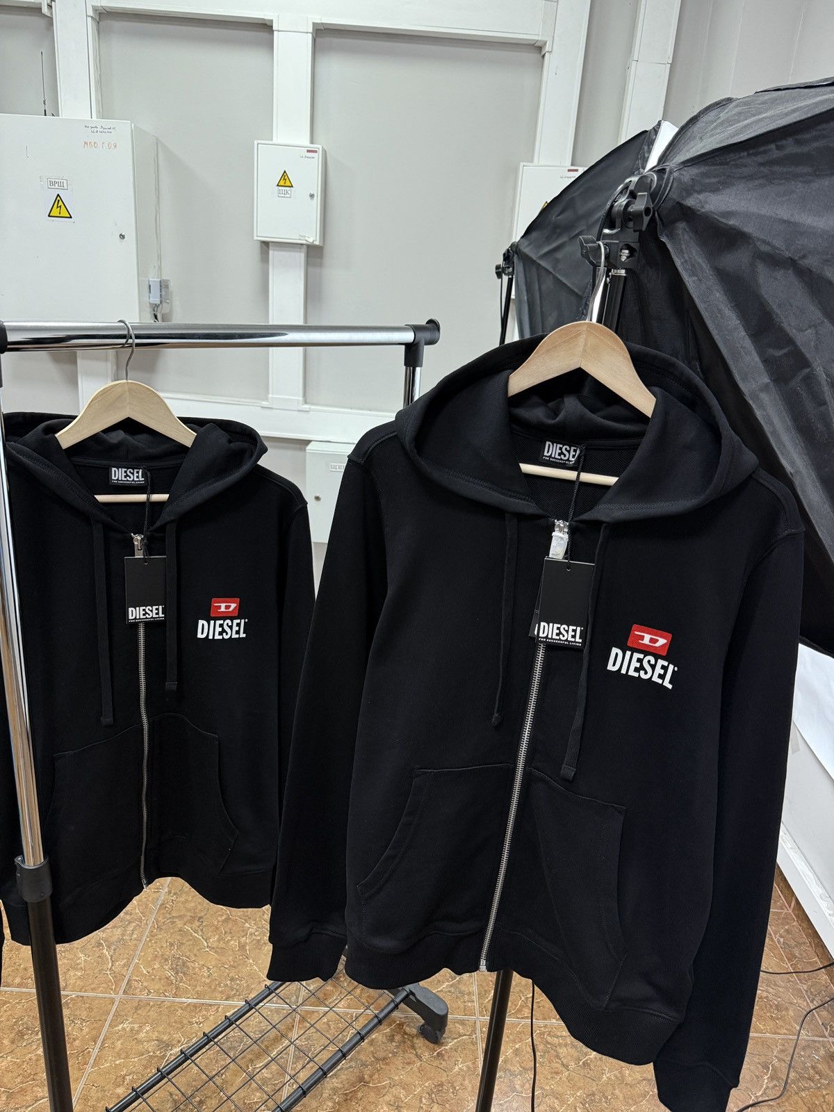 Diesel 🇺🇸 NWT❗️Diesel Full Zip Hoodie Black For Successful Living Y2K Size US L / EU 52-54 / 3 - 1 Thumbnail