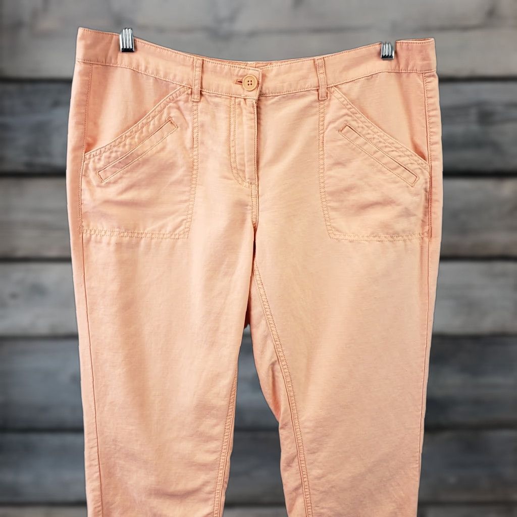 Loft LOFT Ann Taylor Womens Pants Solid Orange Linen Cotton Mid Rise 10 Casual - 29.5 Inseam Size 32" / US 10 / IT 46 - 1 Thumbnail