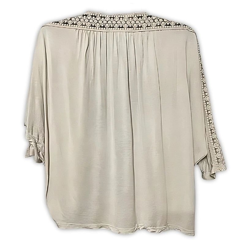 Other August Silk Cardigan Batwing Lace Trim Open Front Beige W PS Size S / US 4 / IT 40 - 4 Thumbnail