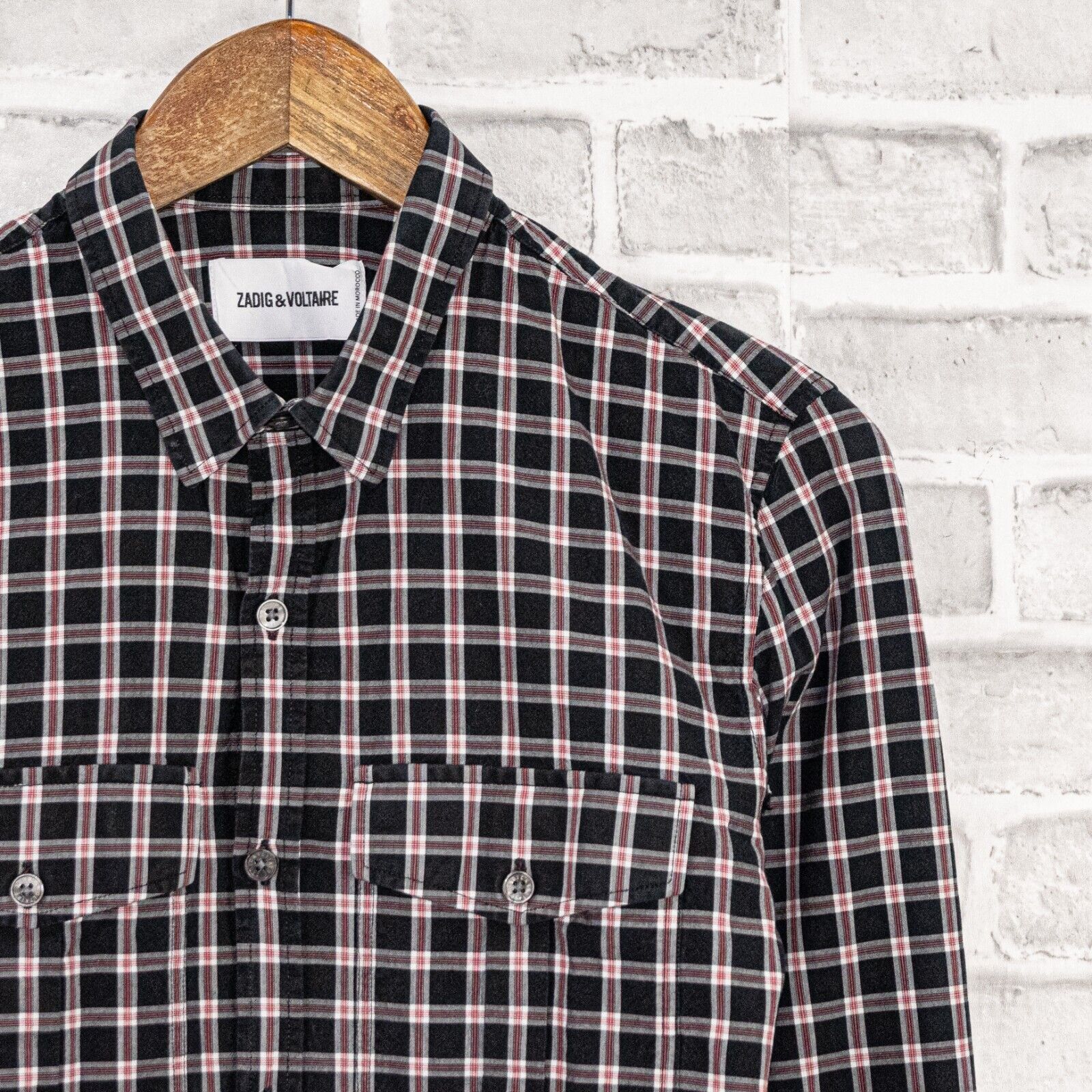 Zadig & Voltaire Zadig & Voltaire Men's Button up Shirt in Black Red Check Size US M / EU 48-50 / 2 - 1 Thumbnail