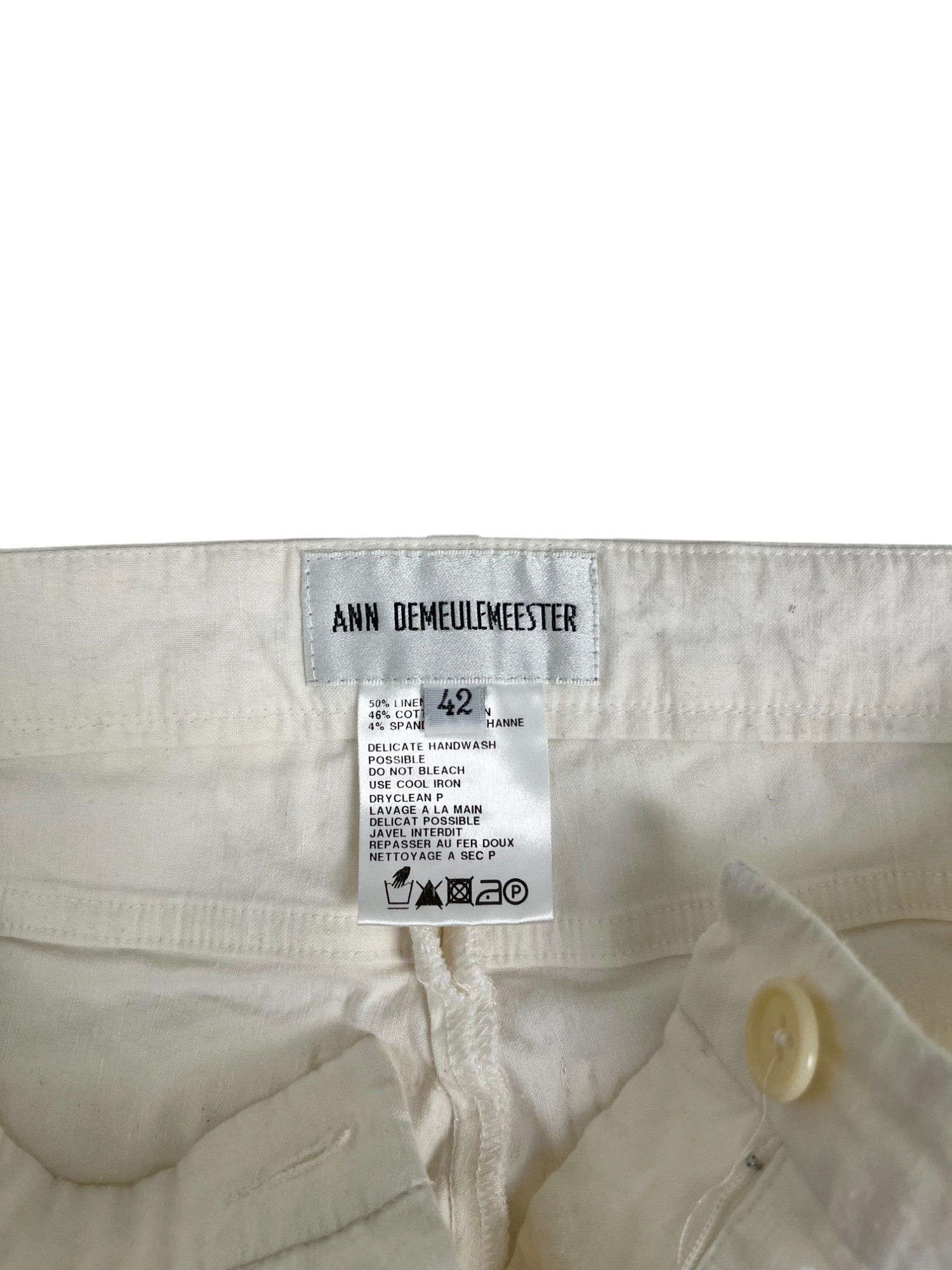 Ann Demeulemeester 2000's Cream Linen Pants Size 28" / US 6 / IT 42 - 9 Thumbnail