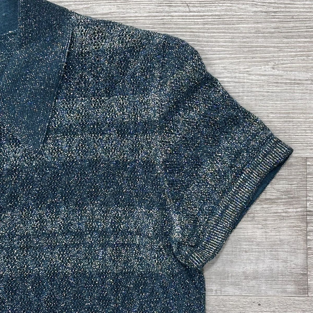 Chanel RARE CHANEL TEAL METALLIC STRIPED KNIT POLO Size US XS / EU 42 / 0 - 3 Thumbnail