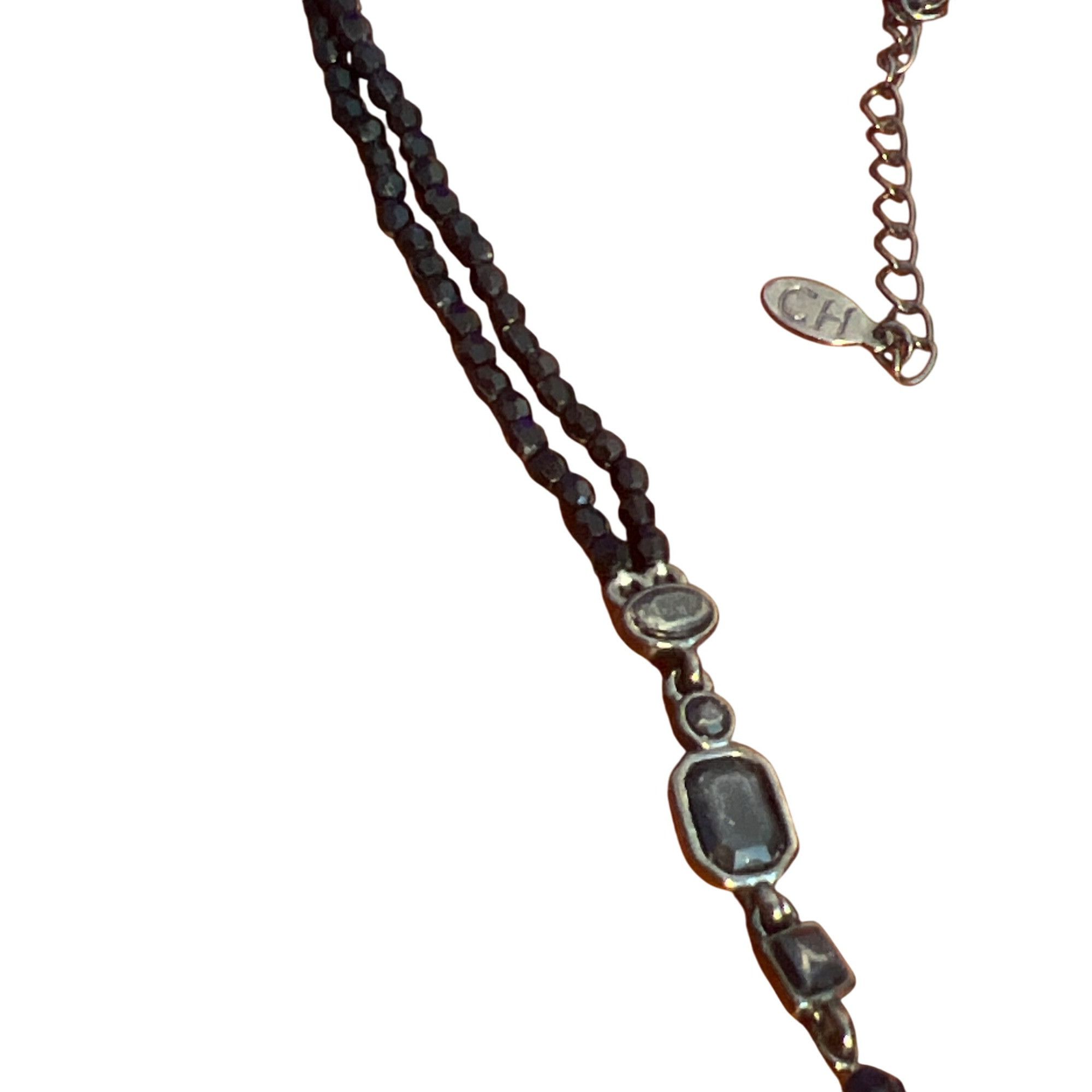 Chaps Chaps Black Y Necklace Teardrop Double Strand Rhinestones Go Size ONE SIZE - 3 Thumbnail