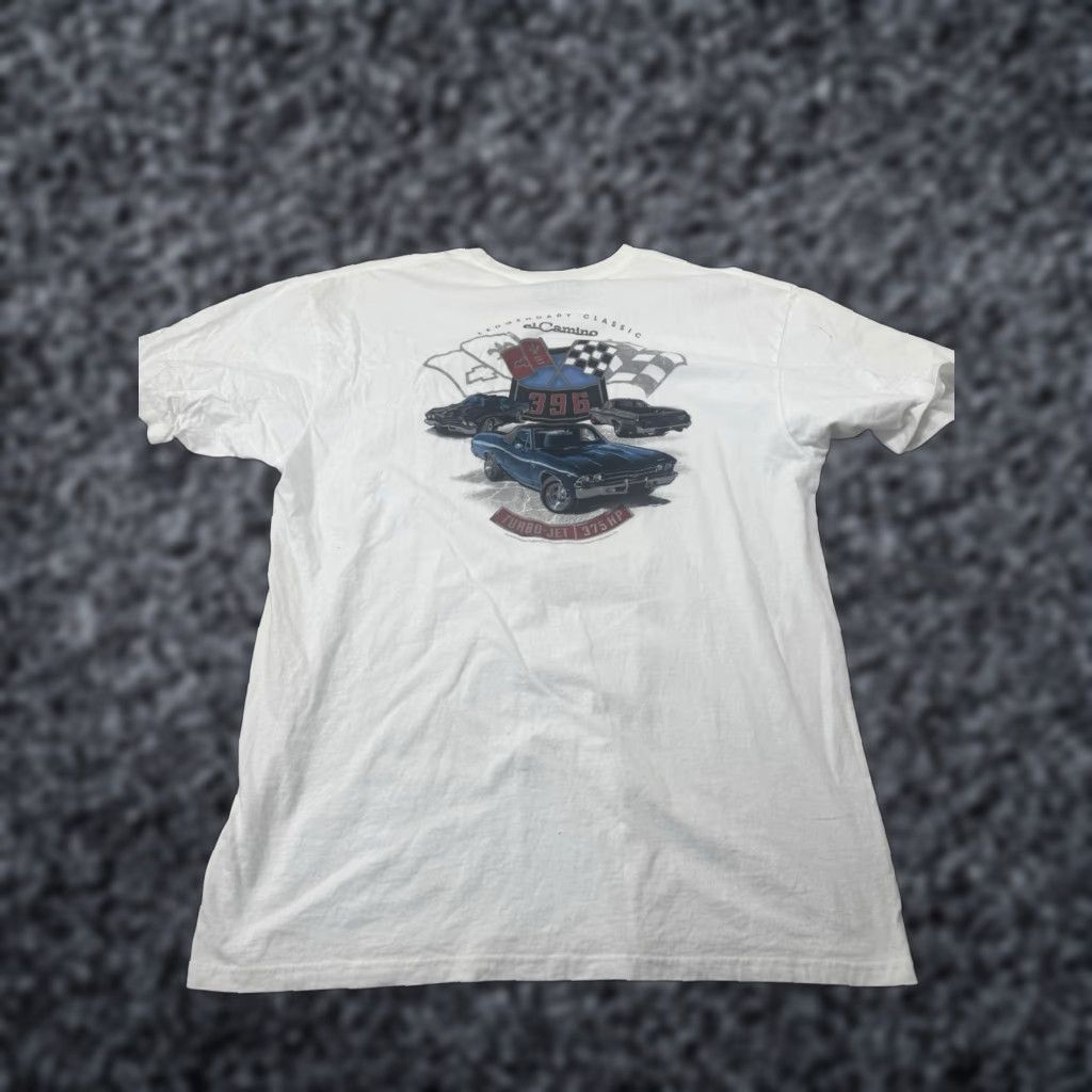 Vintage VINTAGE Chevy 375 Turbo-Jet Shirt Mens 2XL Muscle Car Graphic Tee Short Sleeve White Black 90s Cars Mens Size US XXL / EU 58 / 5 - 1 Thumbnail